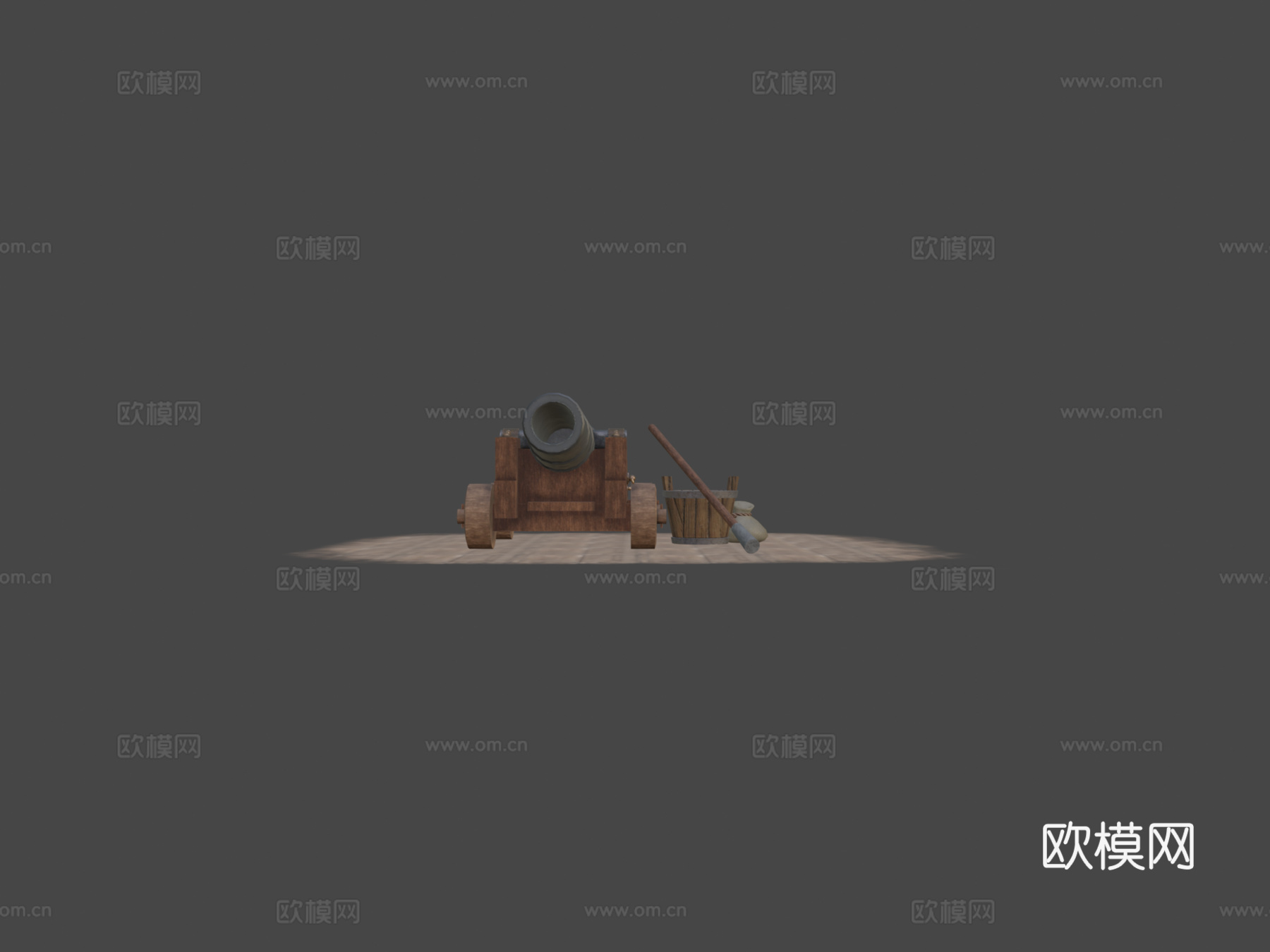 立体低多边形舰炮3d模型下载（渲染图6）