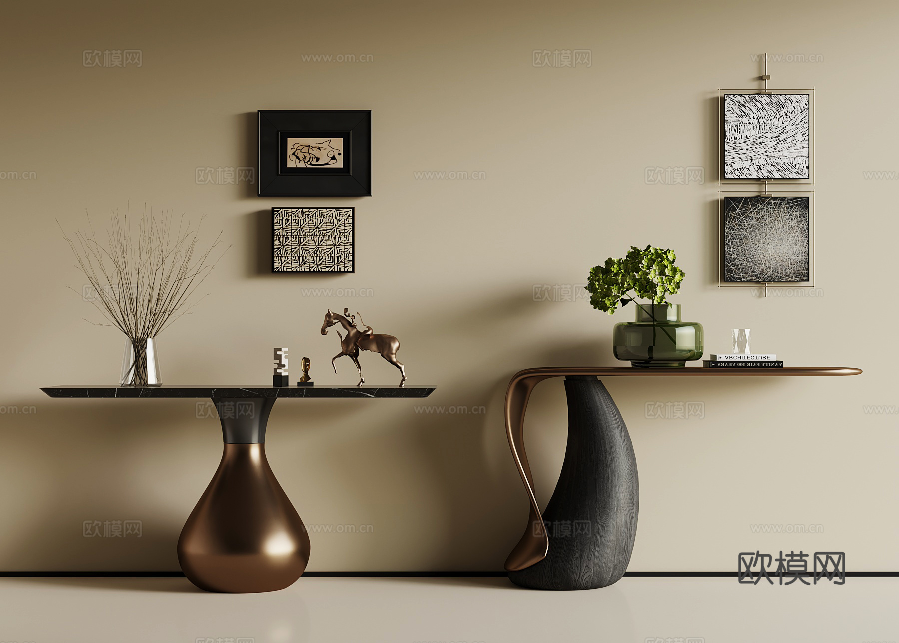 现代条案 端景柜su模型