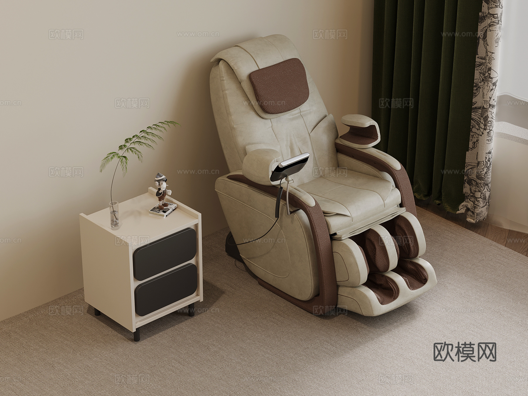 现代按摩椅 皮革椅su模型