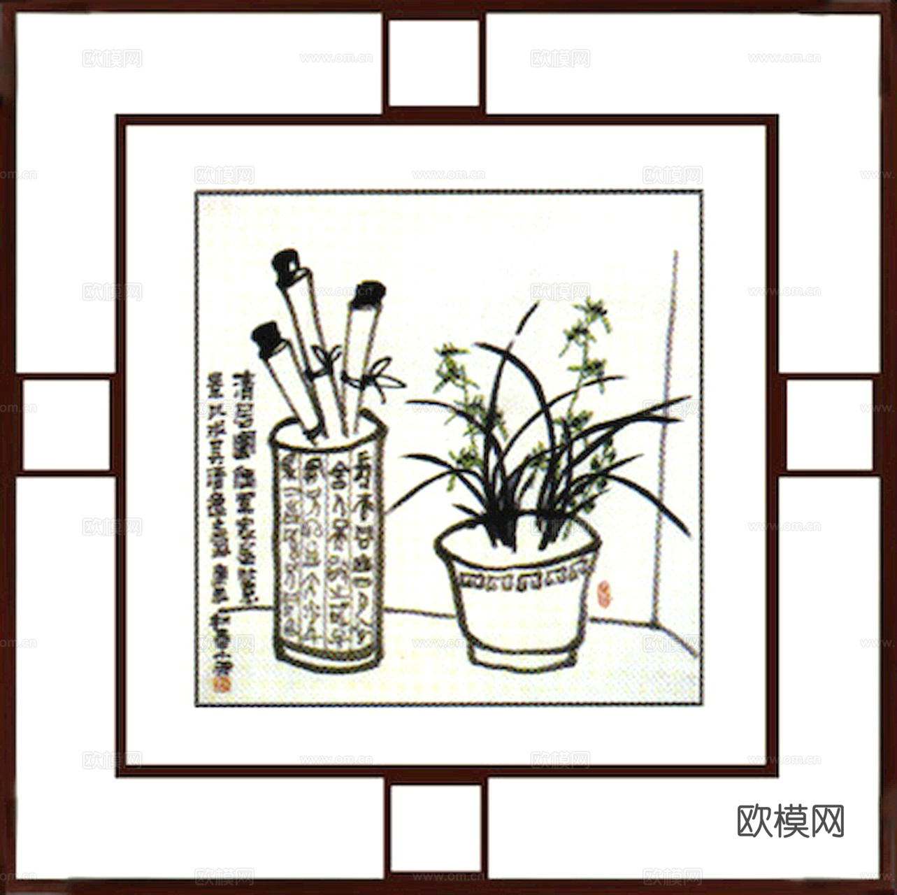 中式新中式挂画壁画水墨字画山水花鸟背景墙壁纸装饰画抽象画油画下载