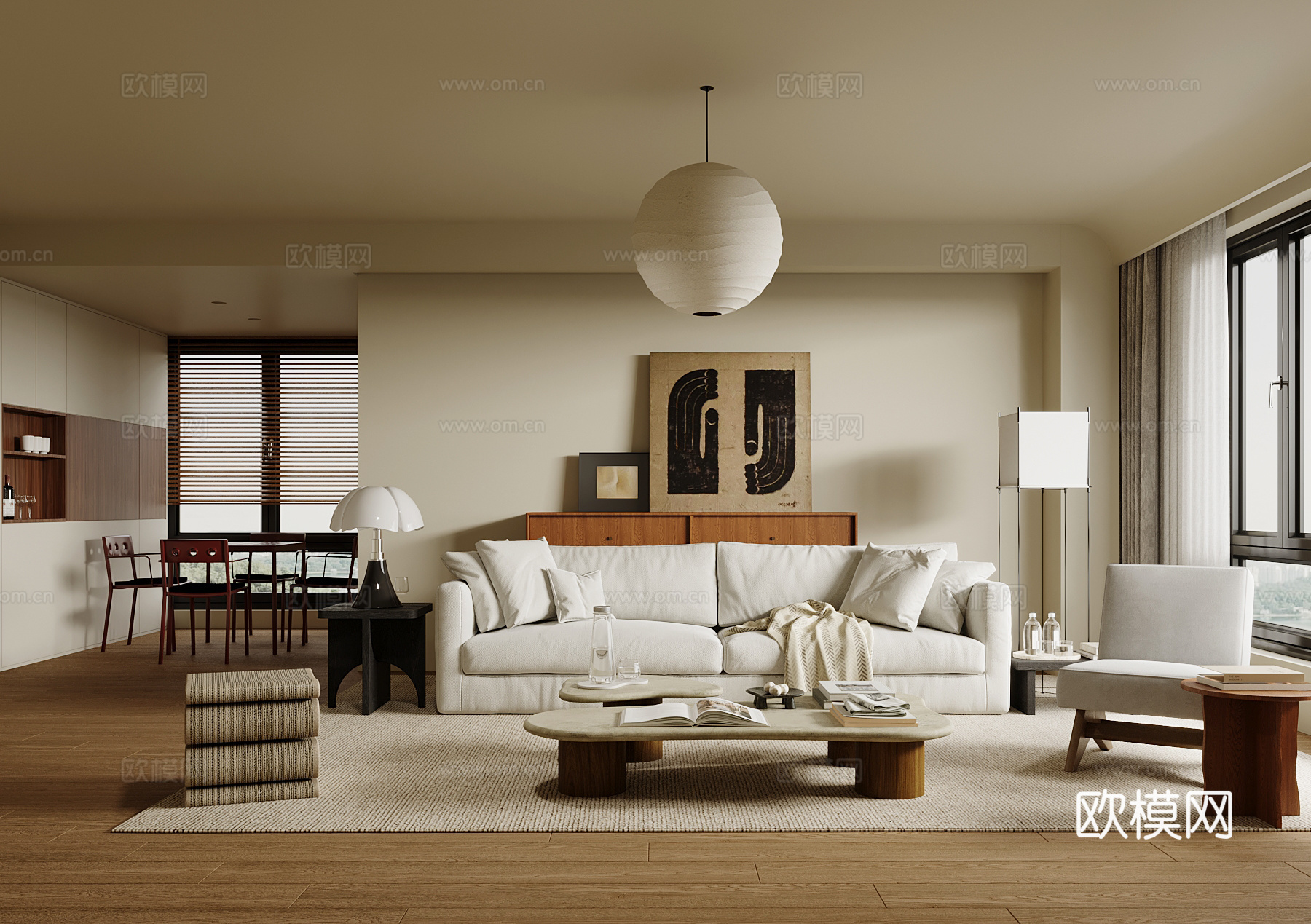 现代客厅 沙发茶几组合su模型