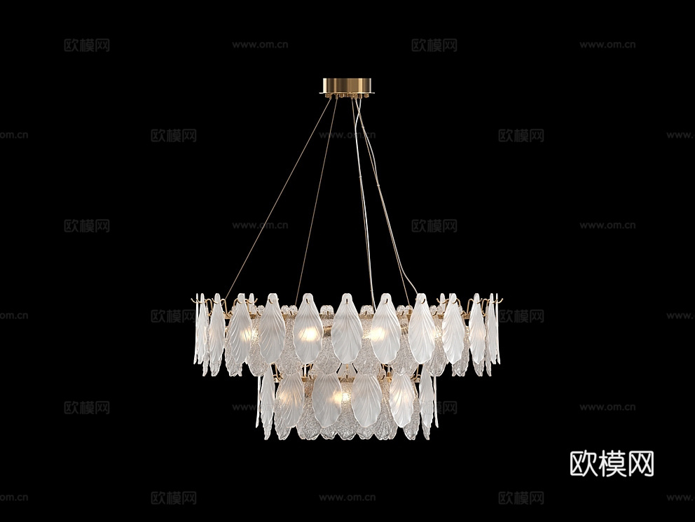Cloyd 轻奢叶子吊灯3d模型下载（渲染图2）