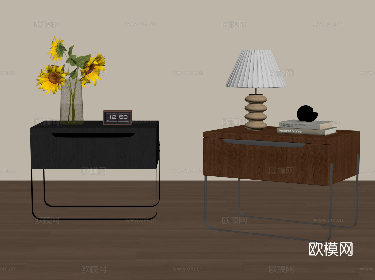 法式中古床头柜 边柜su模型