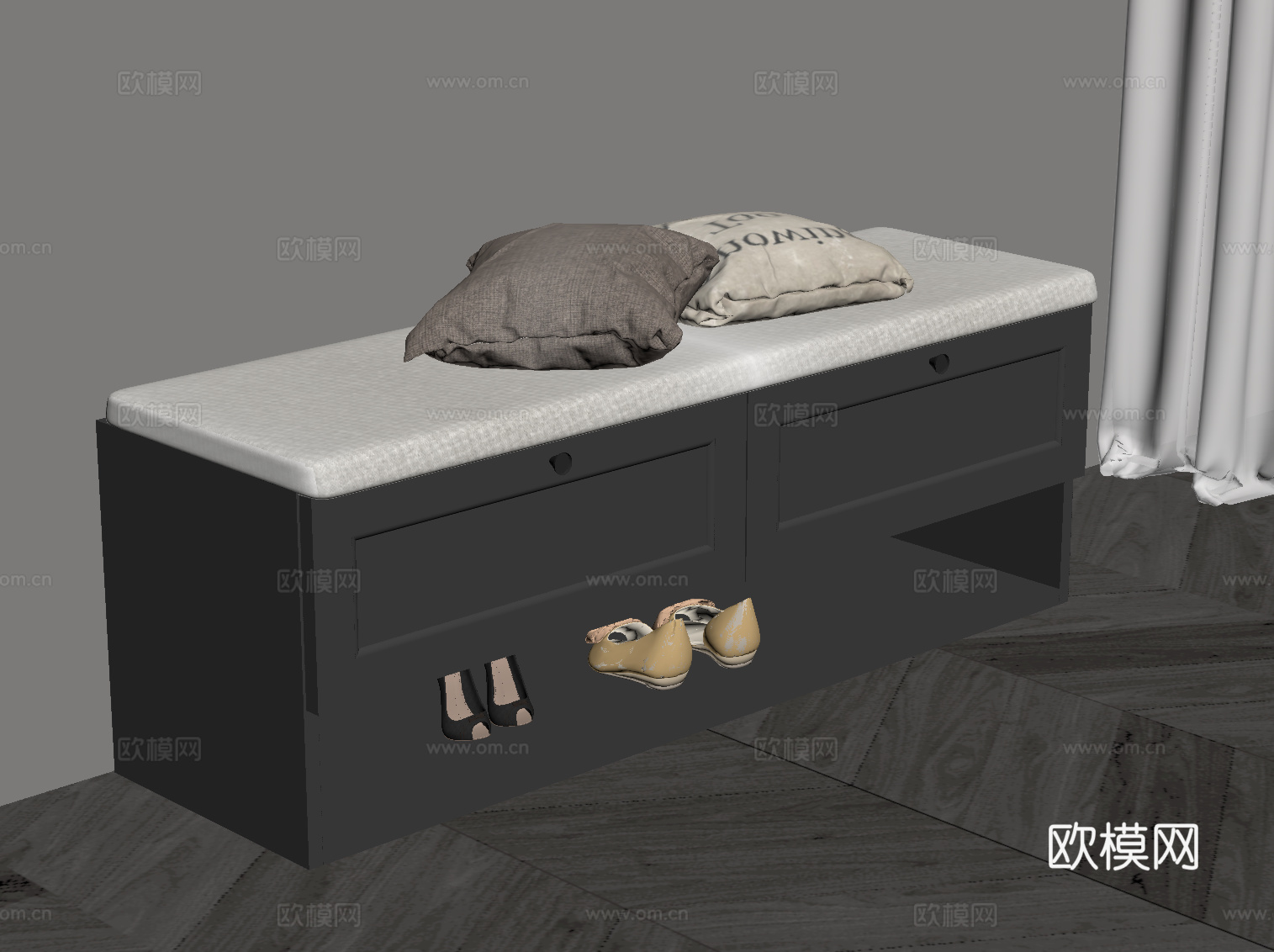 现代换鞋凳su模型