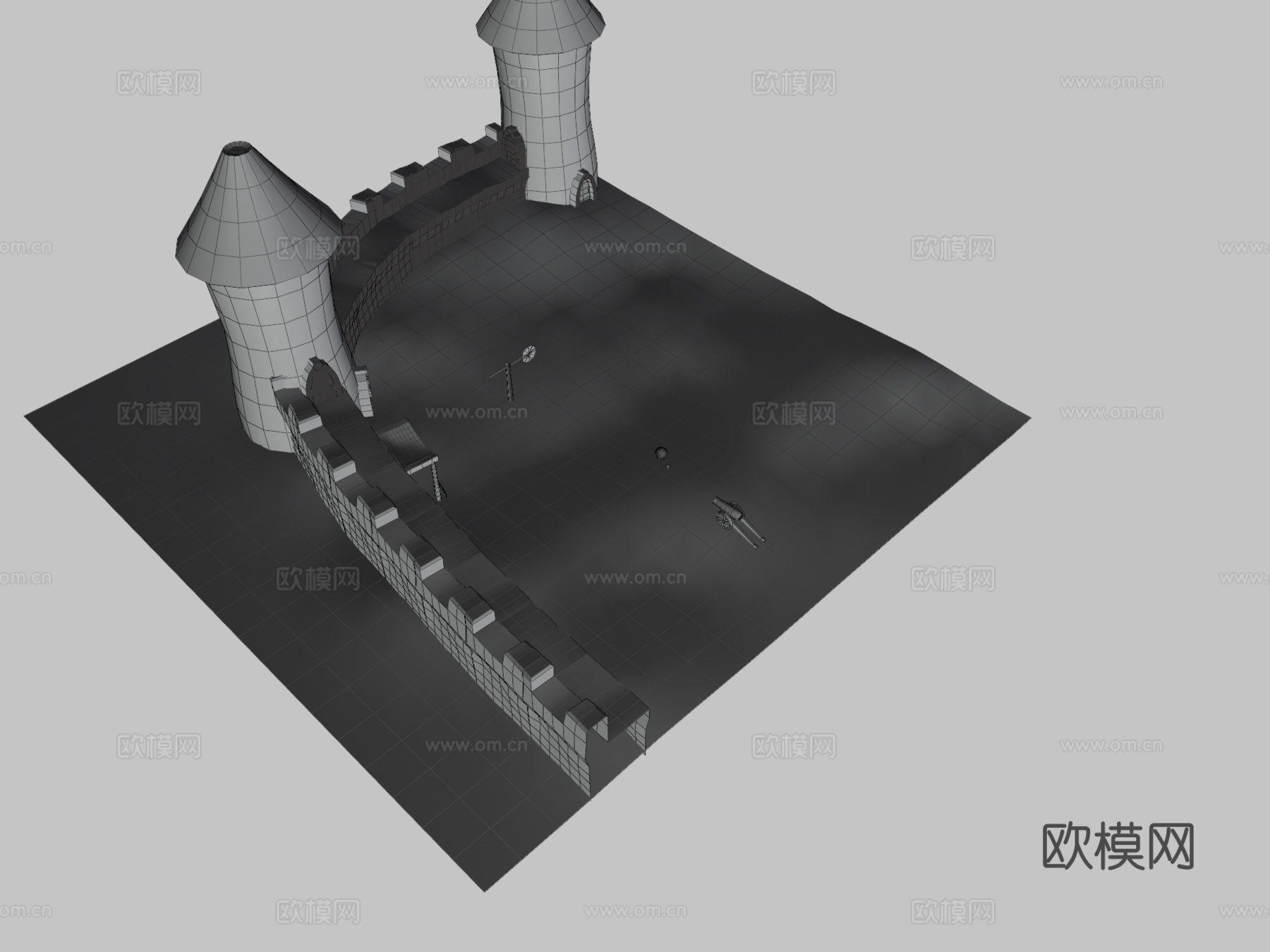 加农炮3d模型下载（渲染图3）