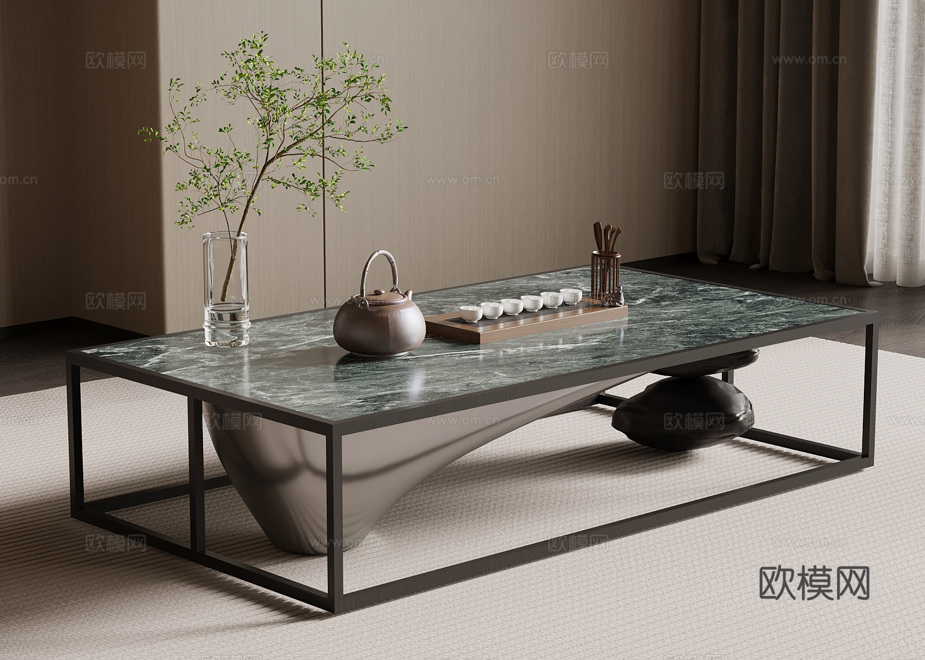 现代意式茶几 大理石茶几su模型