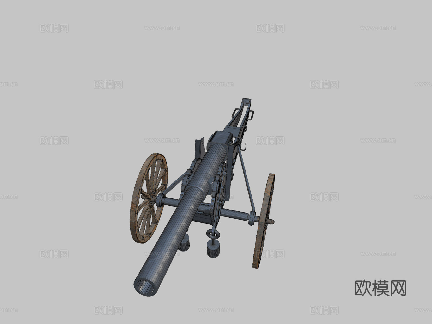 克虏伯75毫米1880型3d模型下载（渲染图2）