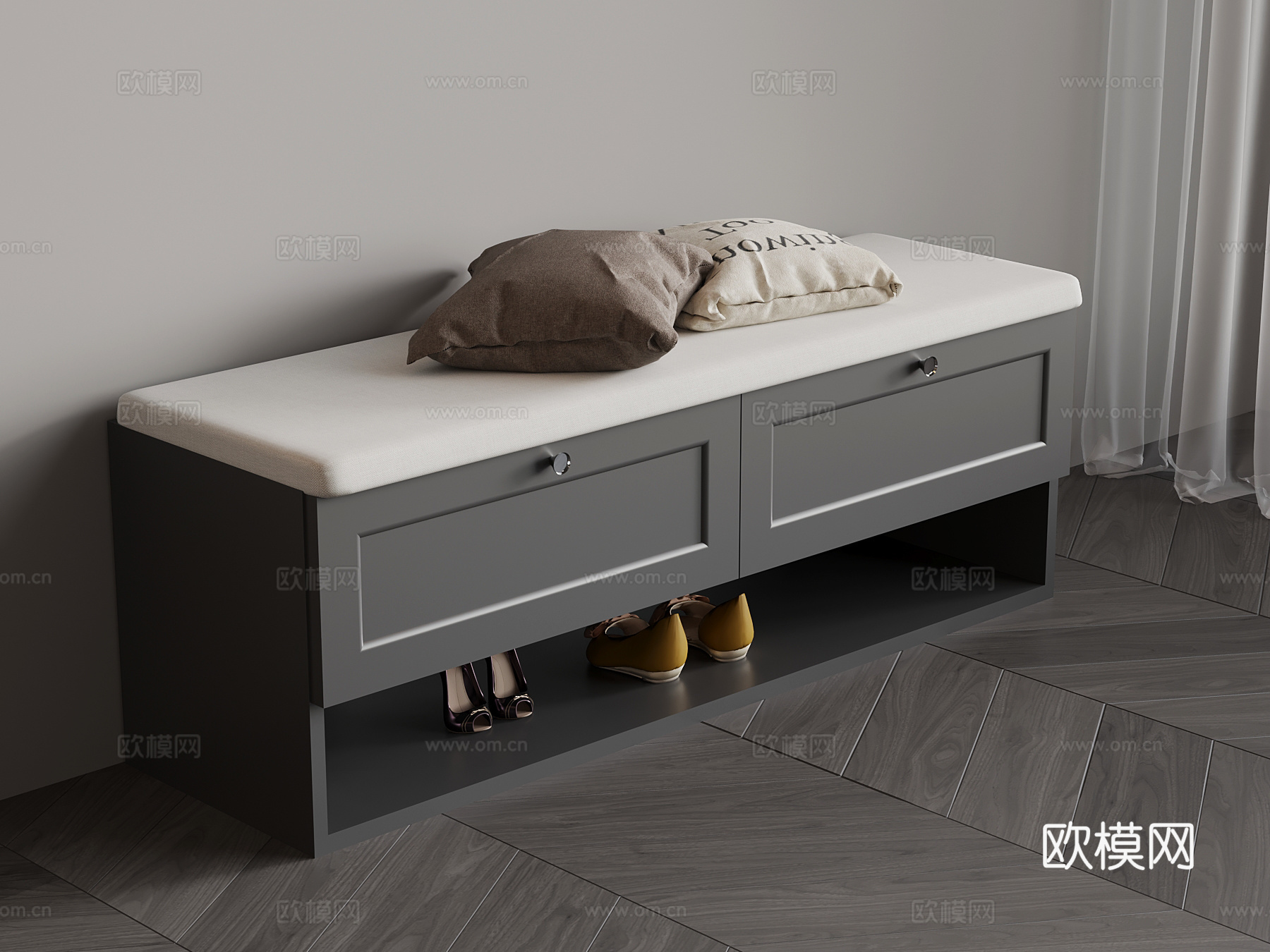 现代换鞋凳su模型