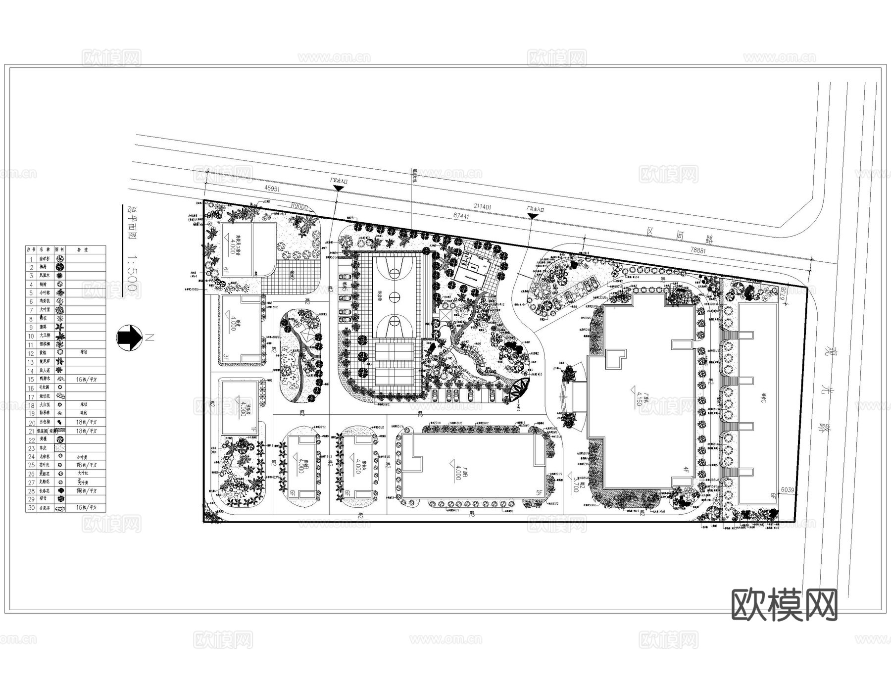 厂区绿化景观cad平面cad施工图