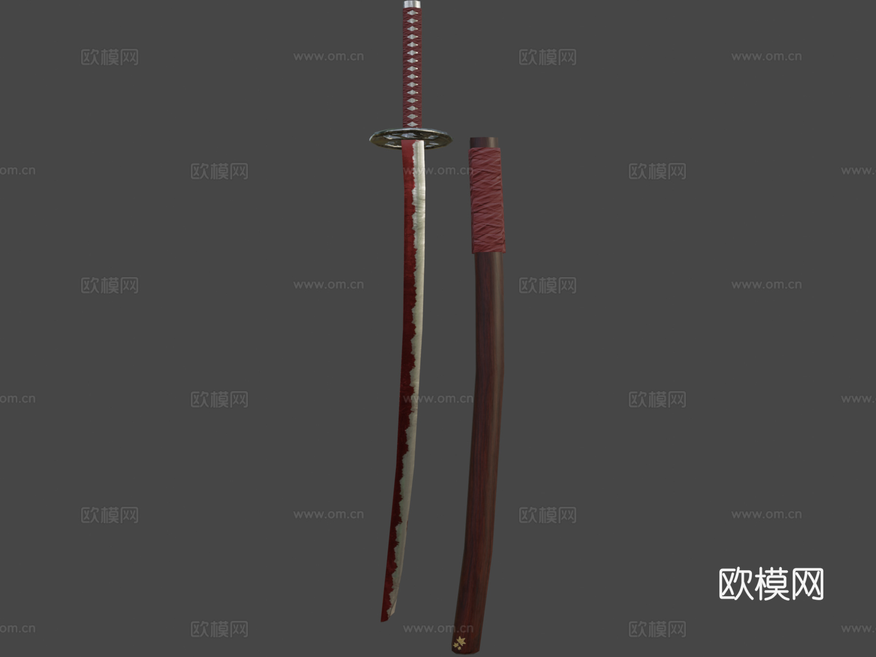 武士刀红羽3d模型下载（渲染图7）