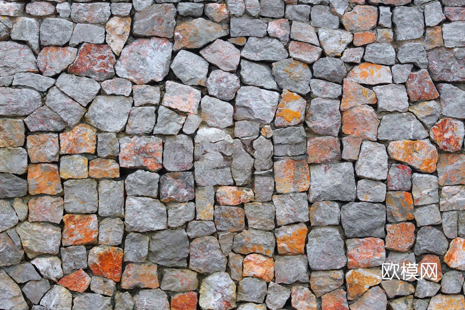 不规则多边形干垒石，自然毛石肌理43