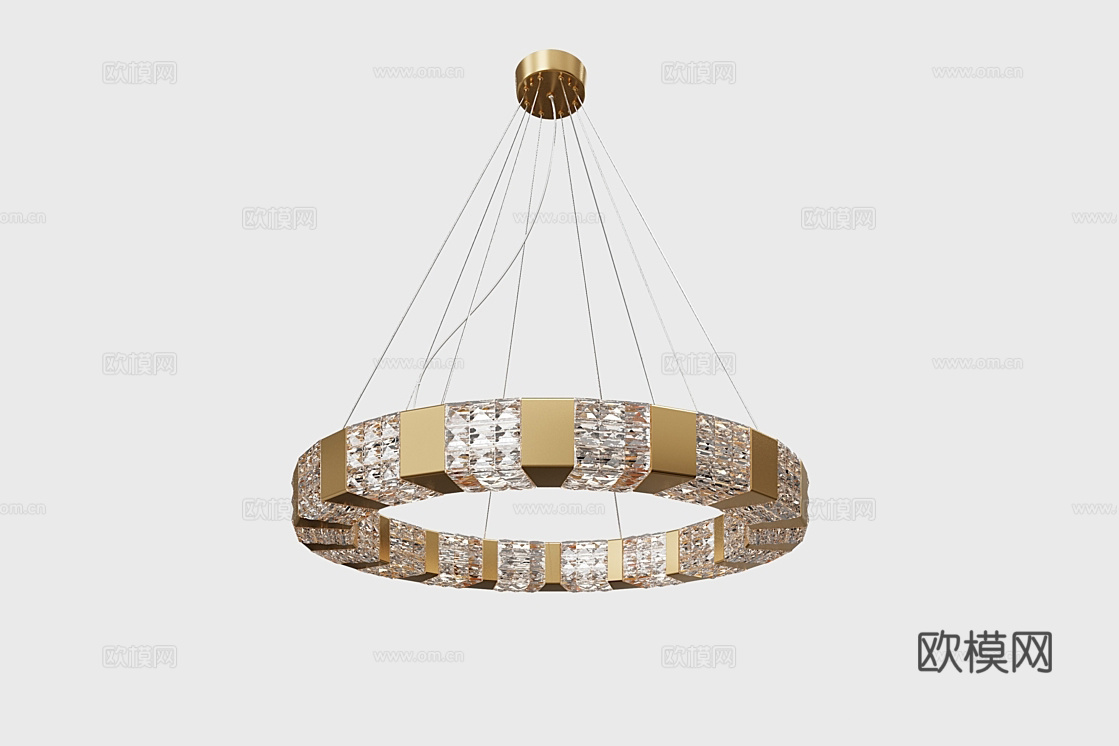 Cloyd 轻奢圆环吊灯3d模型下载（渲染图1）
