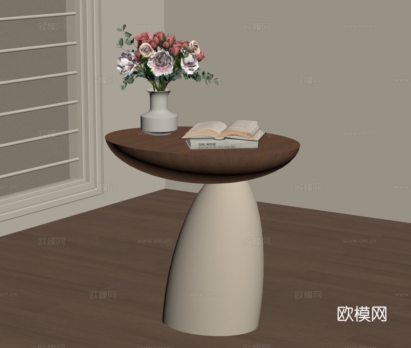 中古风边几 床头柜su模型