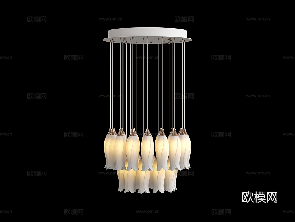 Cloyd 吸顶灯 花朵吊灯3d模型下载（渲染图1）