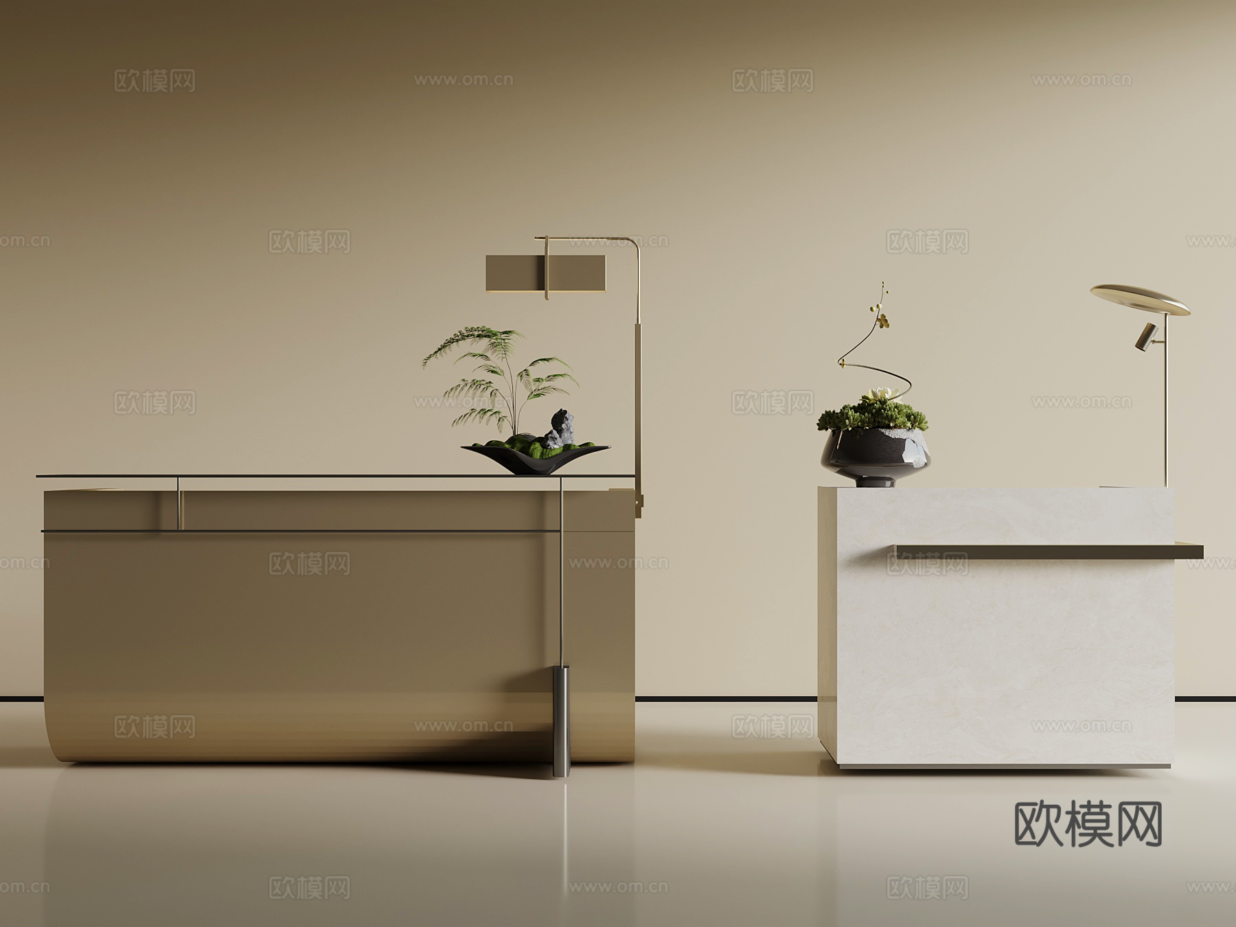 现代接待台 吧台su模型