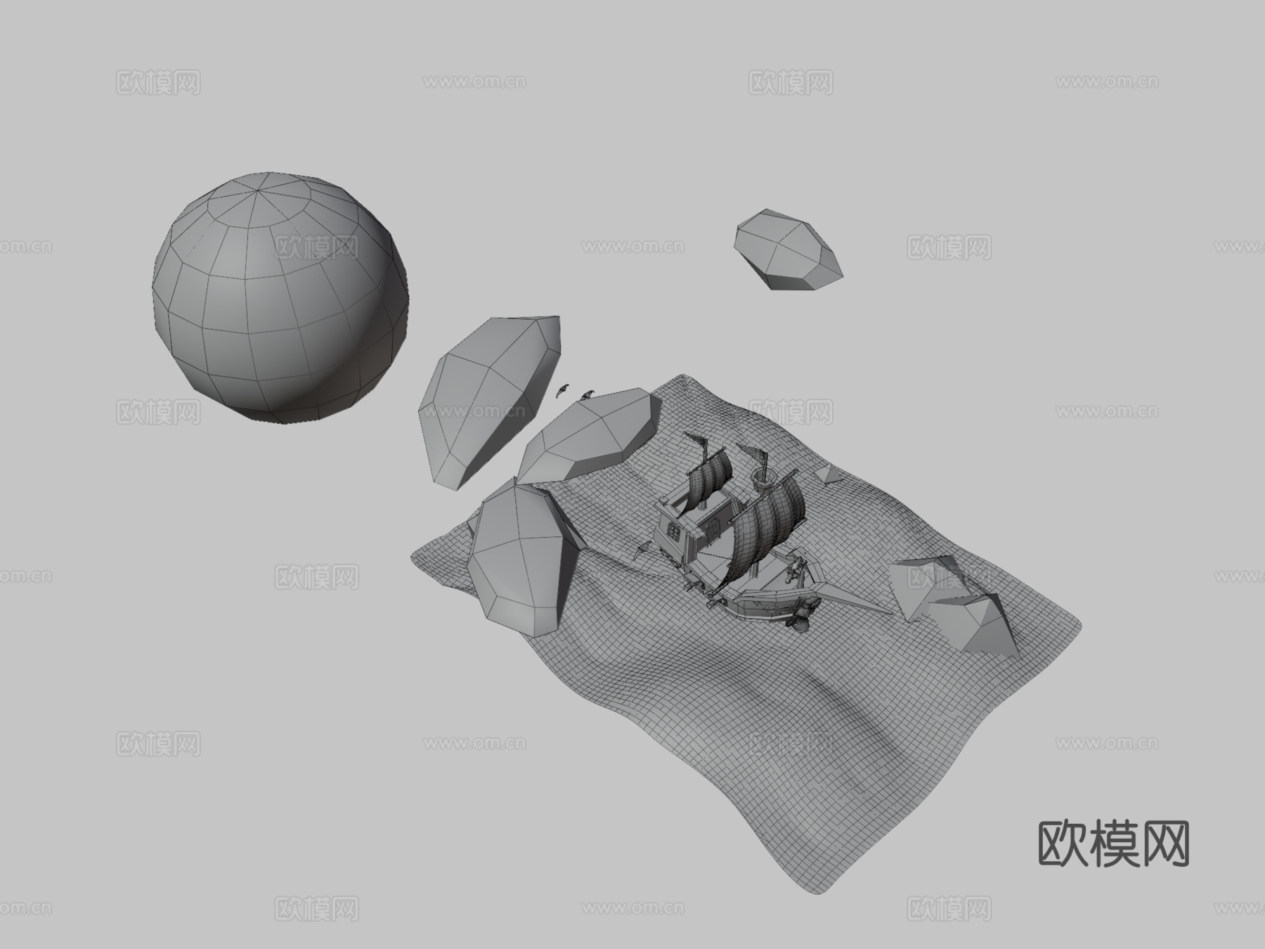 海船3d模型下载（渲染图3）