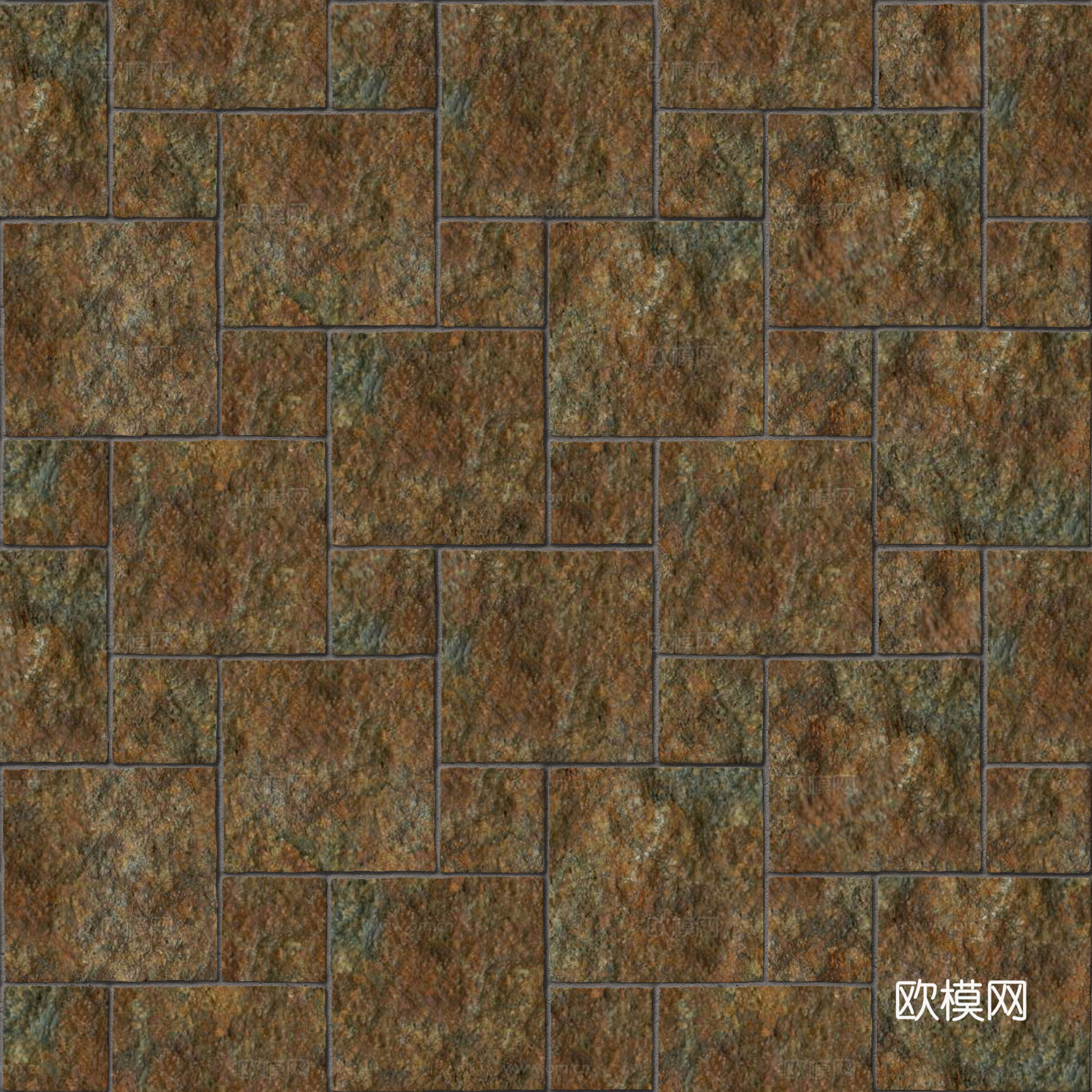 暗红色红色砂岩石板-大小错拼错缝23