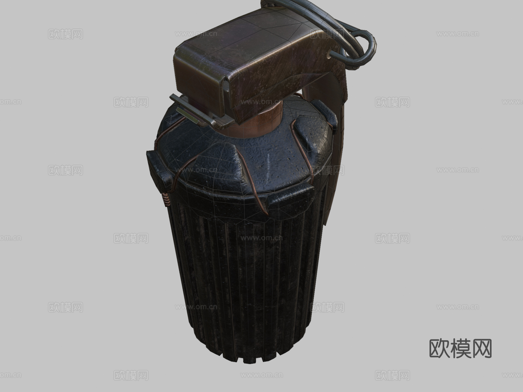 M43破片手榴弹3d模型下载（渲染图2）