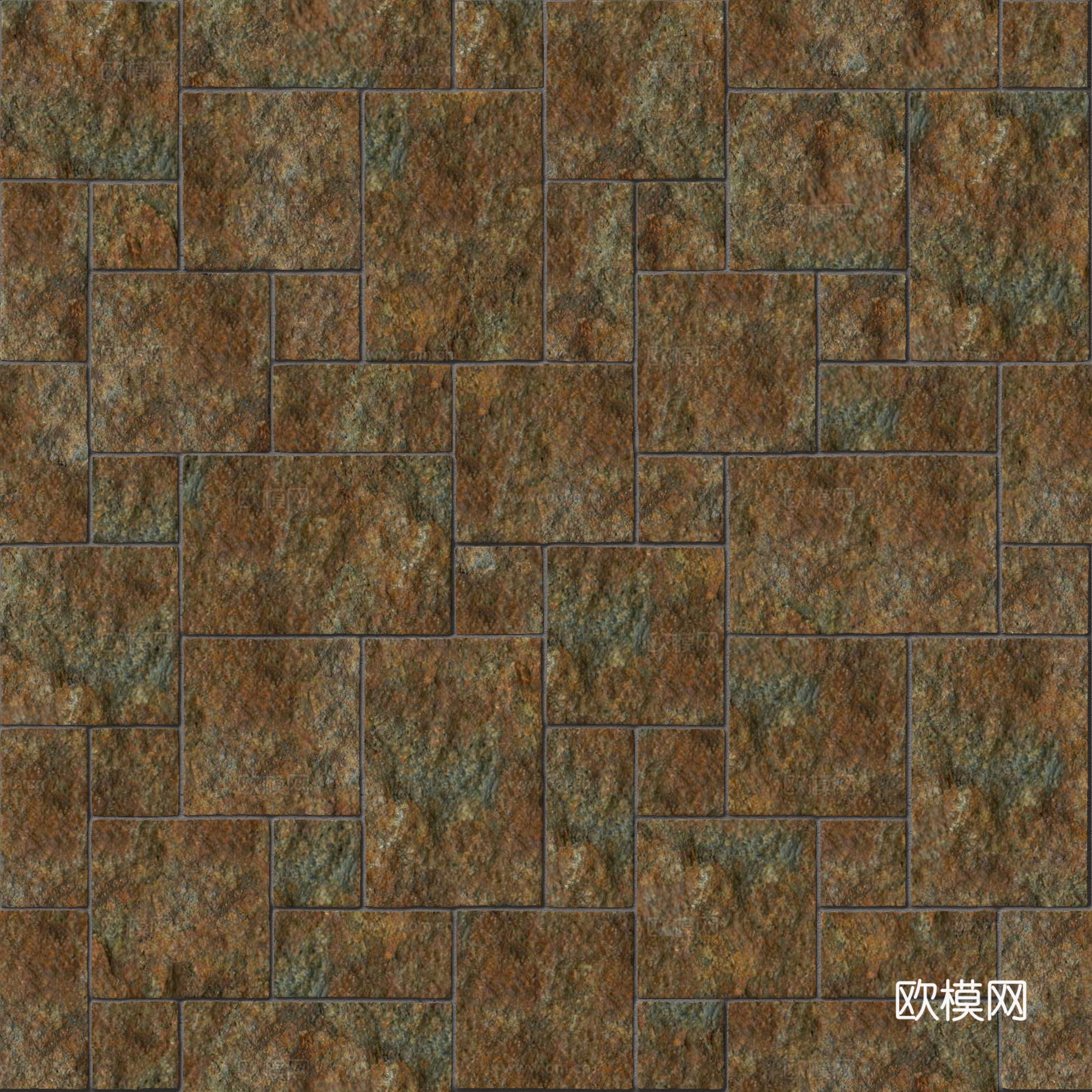 暗红色红色砂岩石板-大小错拼错缝21