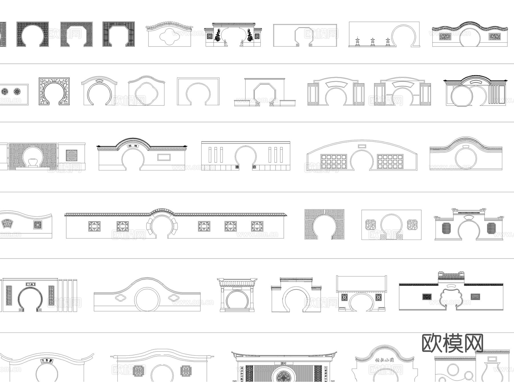 2026年最新月洞门宝瓶门海棠门CAD图库cad施工图