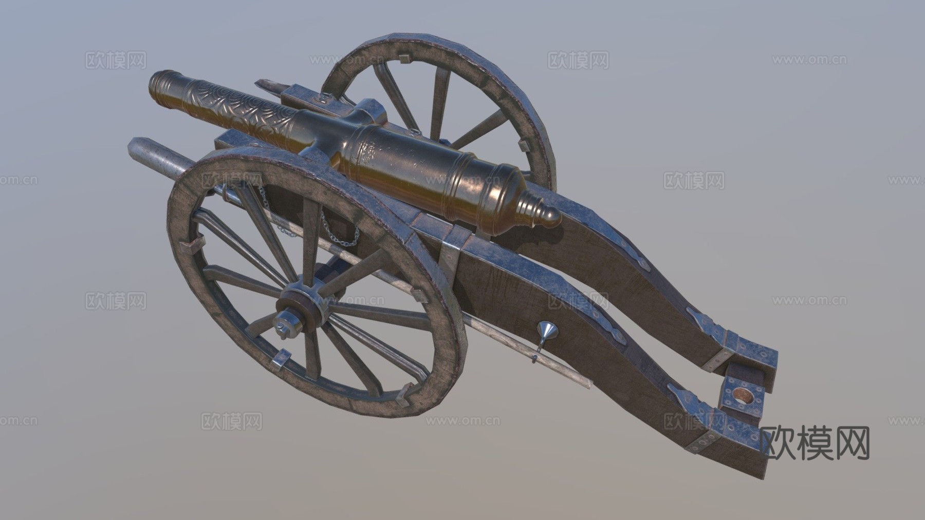 低多边形炮3d模型下载（渲染图1）