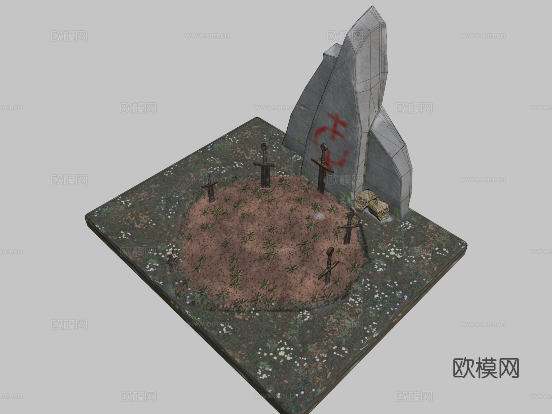 陨落剑士纪念碑3d模型下载（渲染图2）