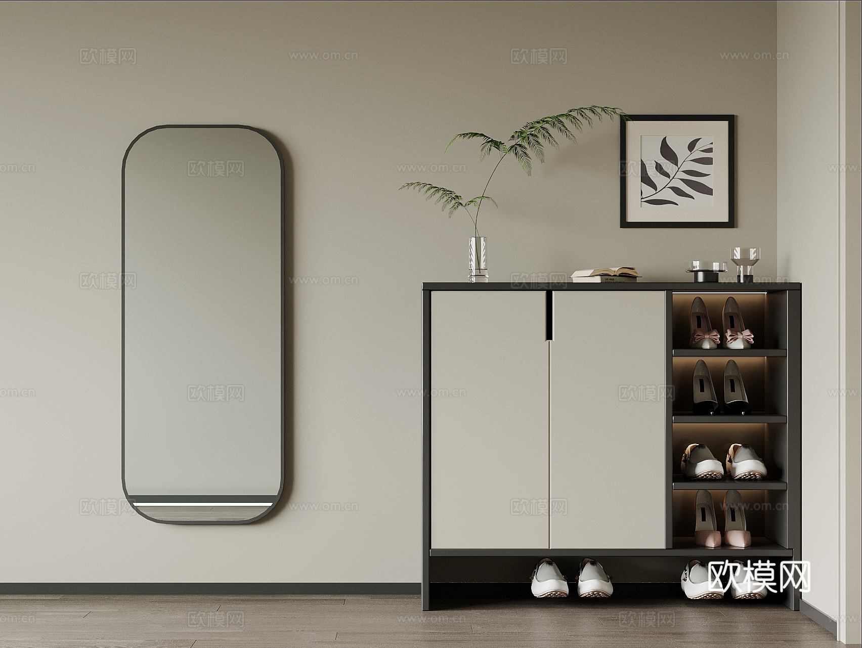现代鞋柜 入户柜su模型