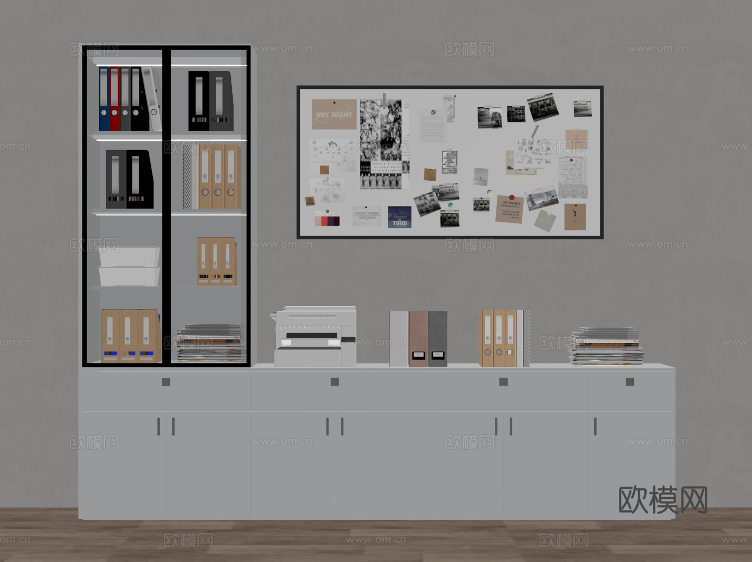 现代文件柜 办公用品su模型