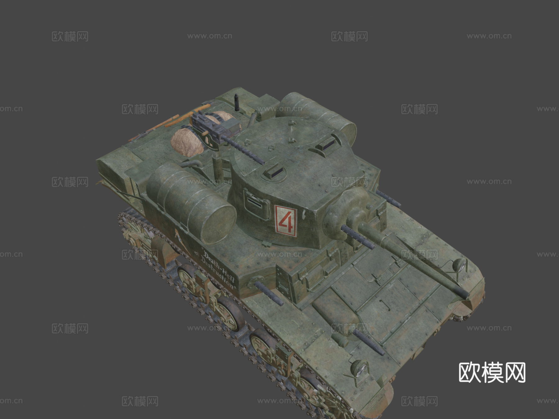 M3A1轻型坦克死亡地狱与毁灭3d模型下载（渲染图6）