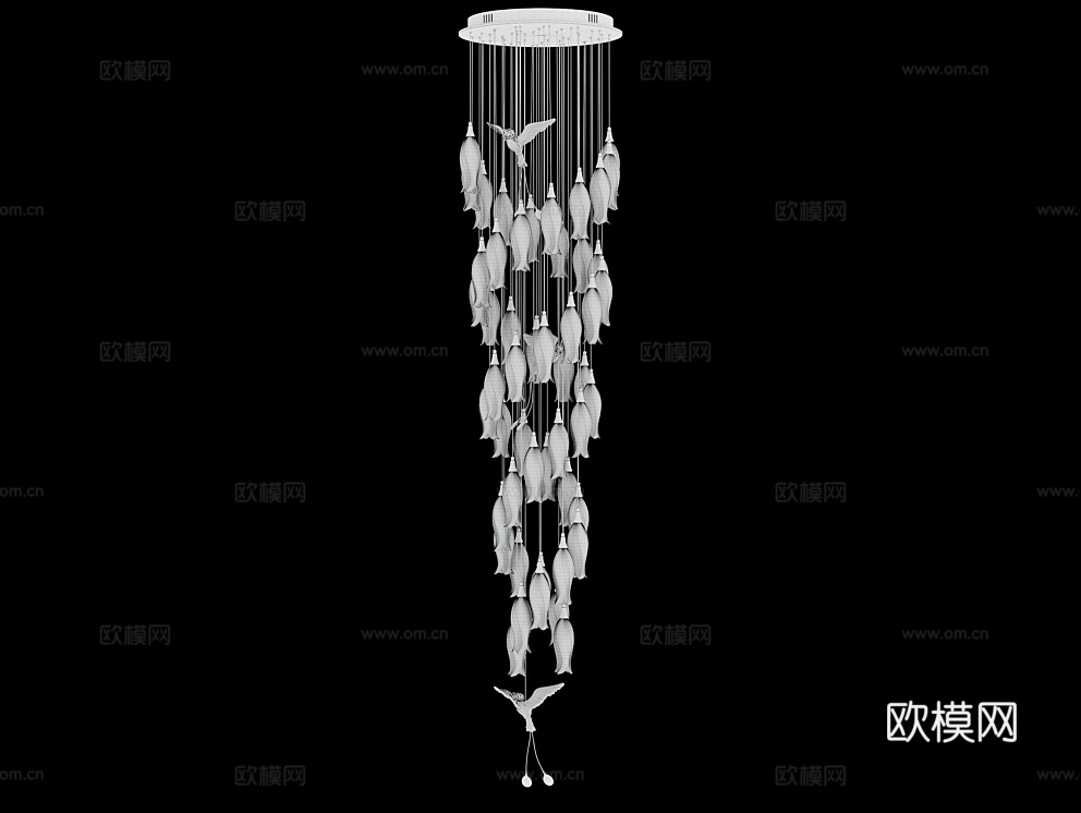 Cloyd 吸顶灯 花朵吊灯3d模型下载（渲染图3）