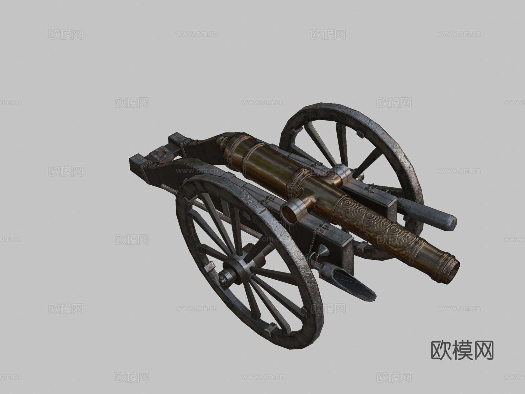 低多边形炮3d模型下载（渲染图2）
