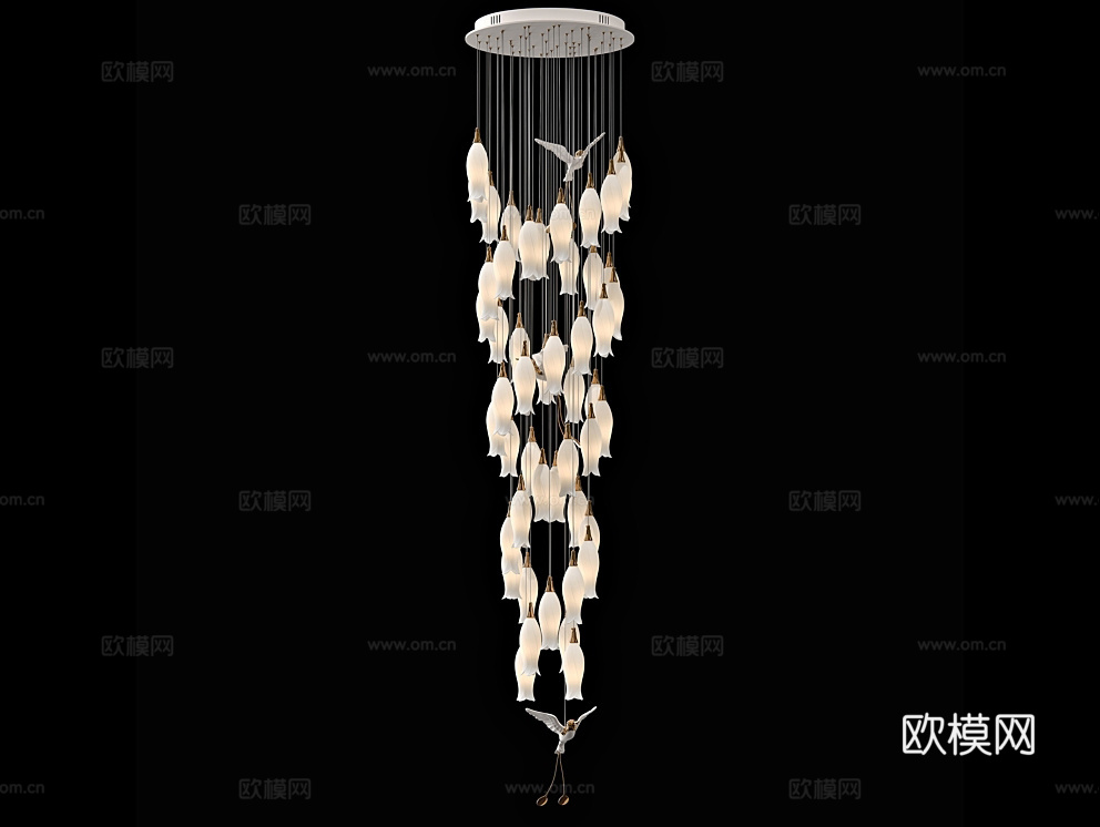 Cloyd 吸顶灯 花朵吊灯3d模型下载（渲染图1）