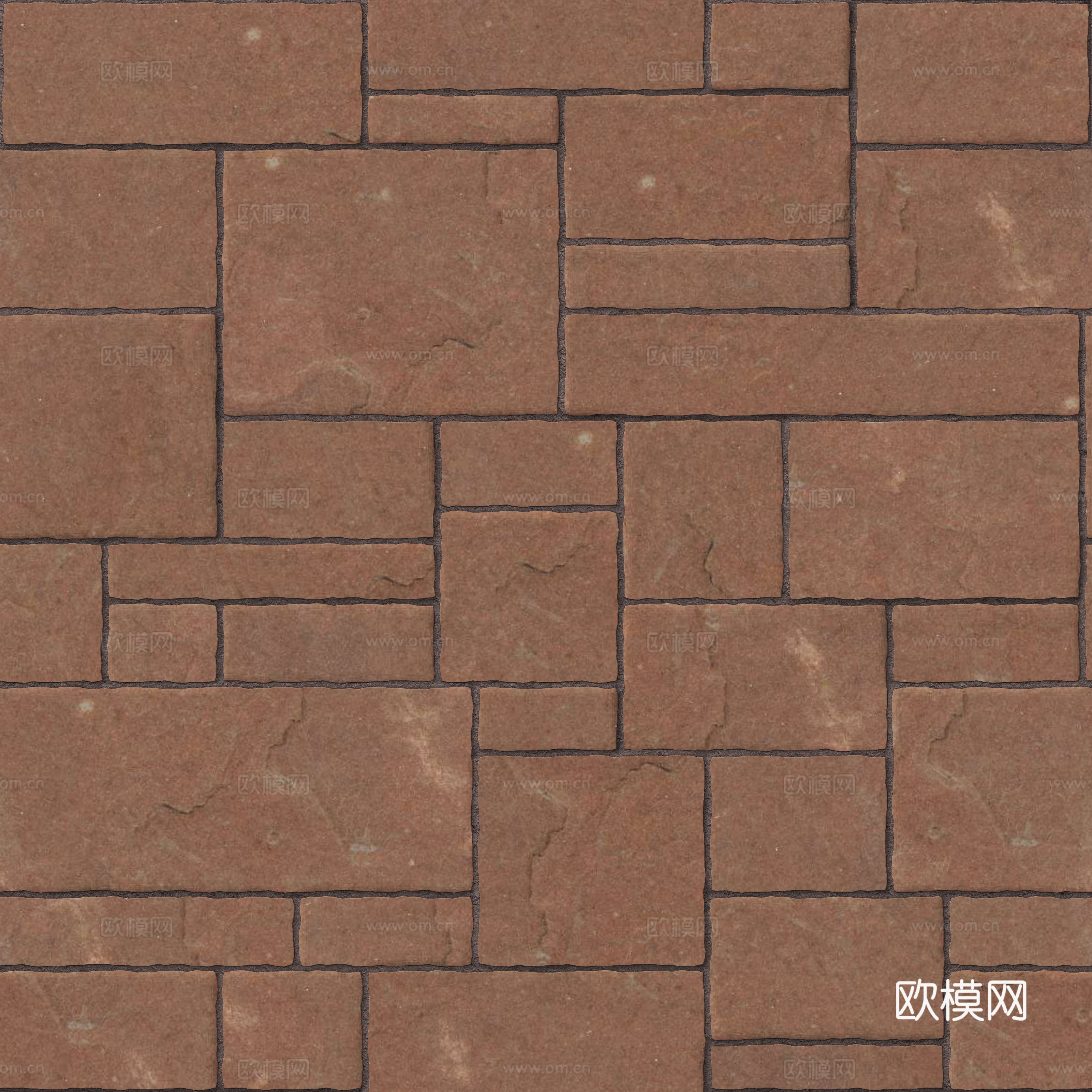 暗红色红色砂岩石板-大小错拼错缝8