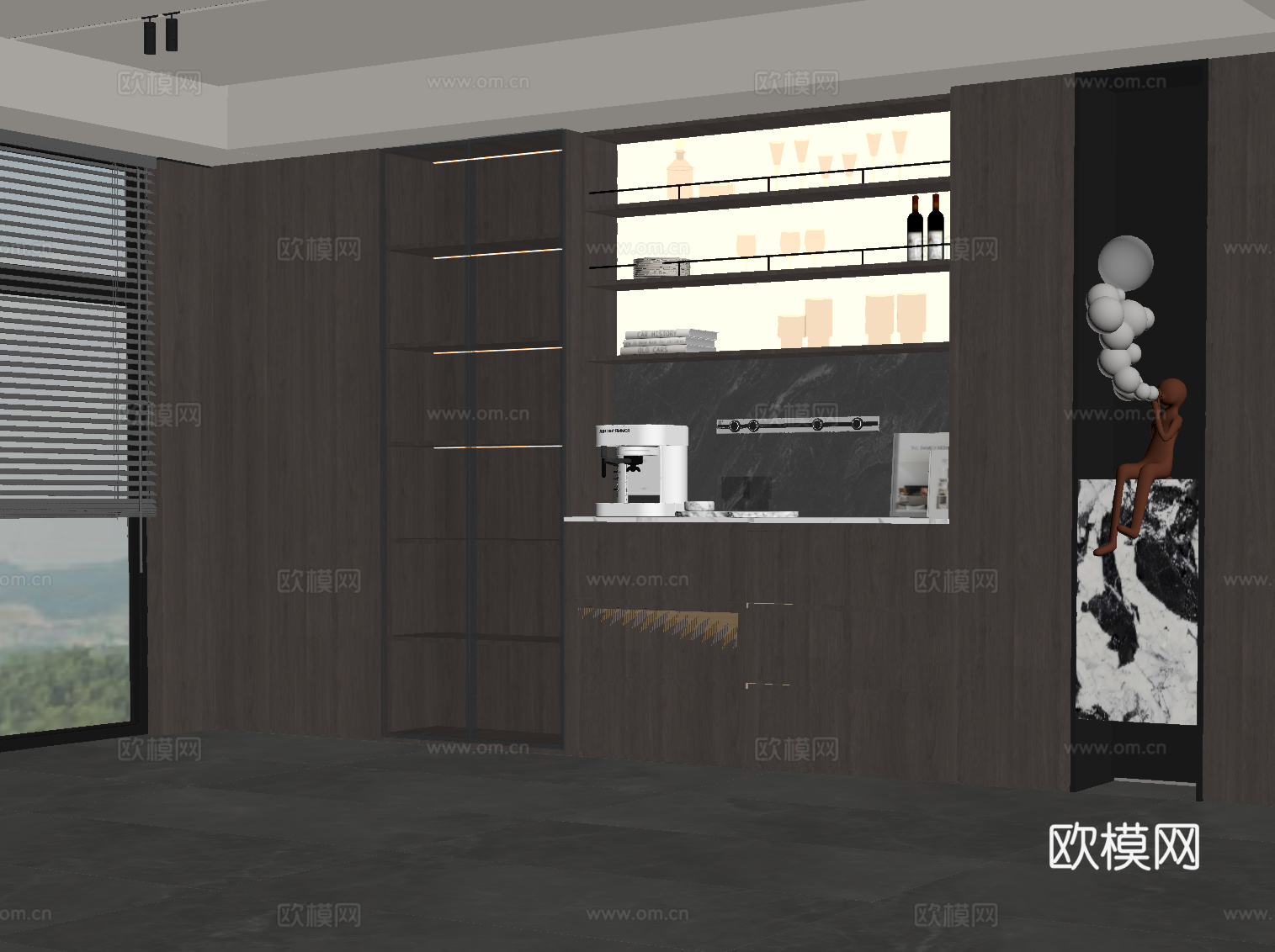 现代酒柜 餐边柜su模型