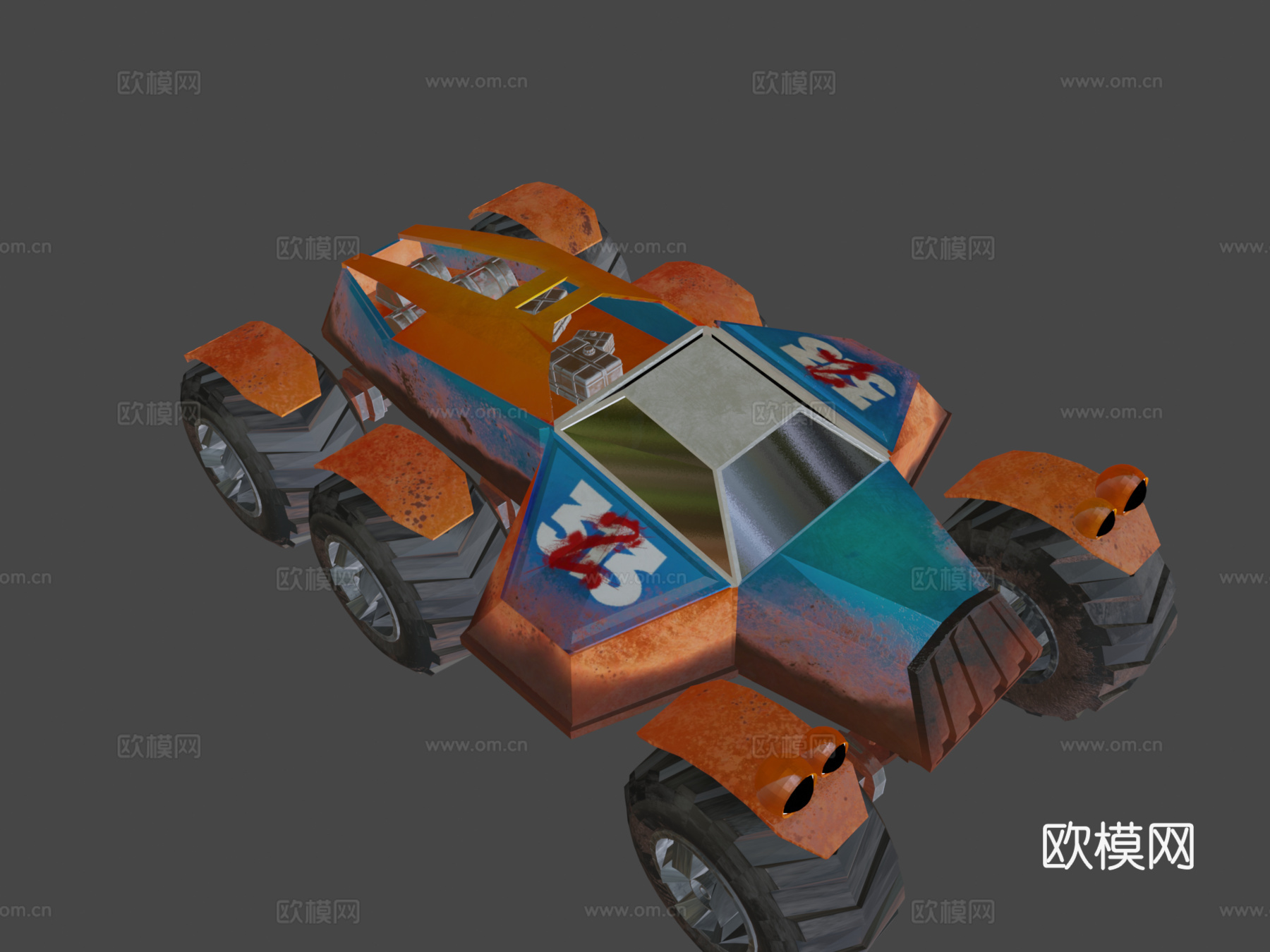 游戏艺术怪兽卡车3d模型下载（渲染图5）