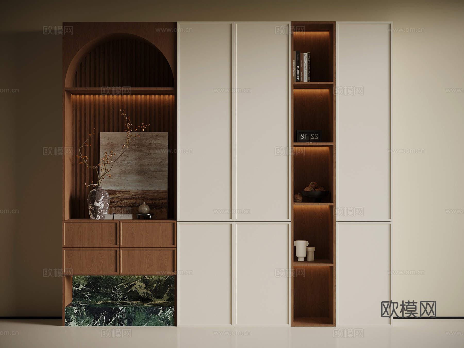 中古风玄关柜 鞋柜su模型