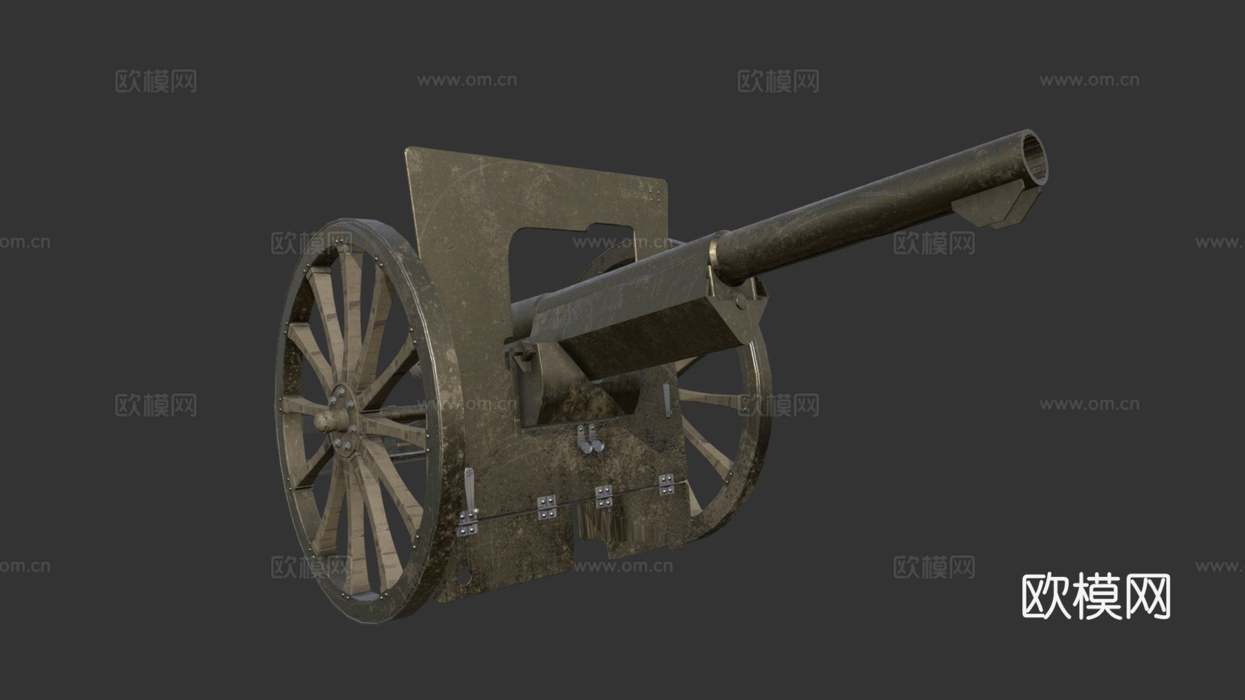 普托1897型75毫米3d模型下载（渲染图1）