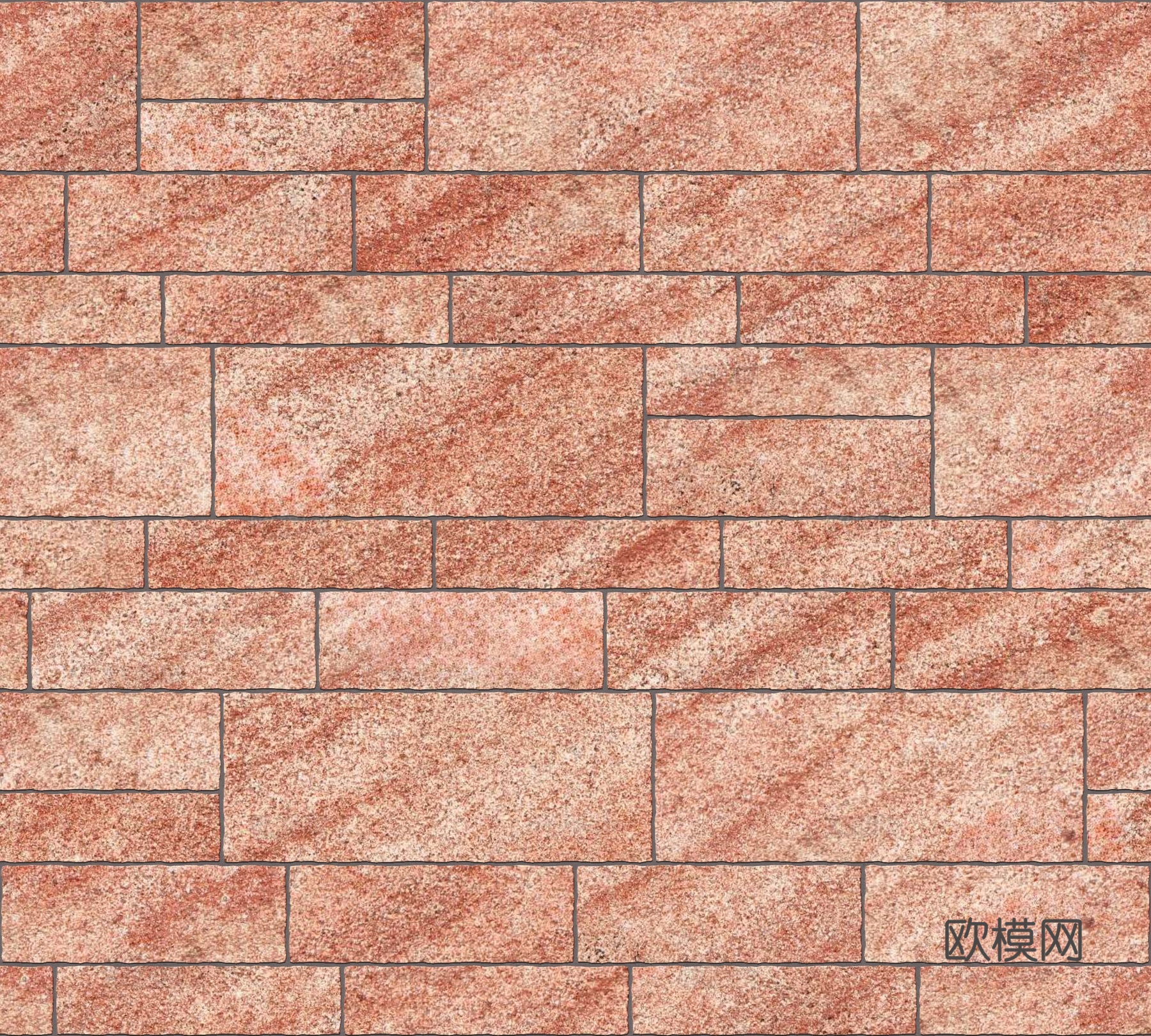 暗红色红色砂岩石板-大小错拼错缝37