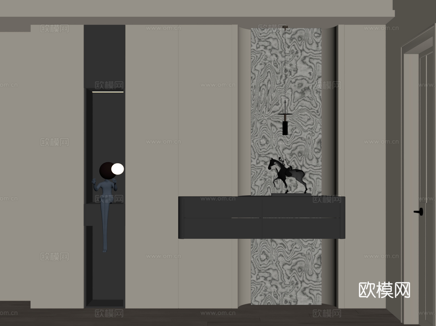 现代玄关 鞋柜su模型