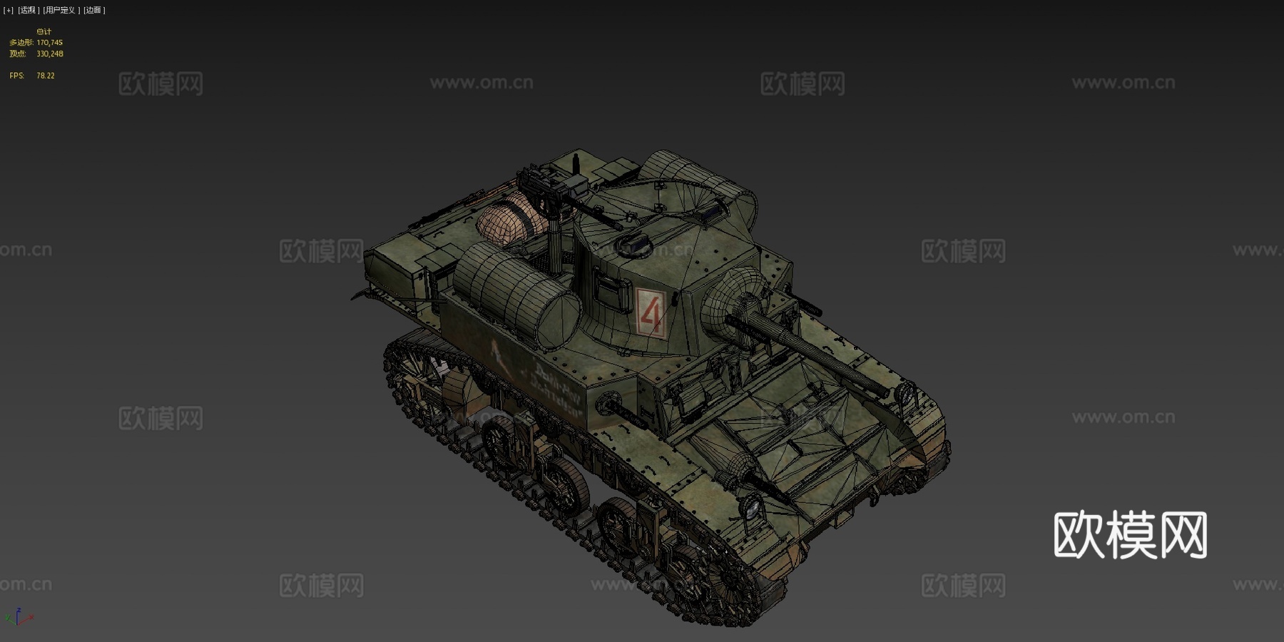 M3A1轻型坦克死亡地狱与毁灭3d模型下载（渲染图4）