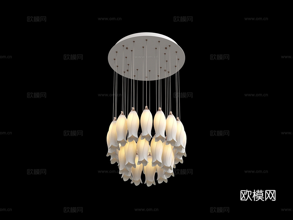 Cloyd 吸顶灯 花朵吊灯3d模型下载（渲染图2）