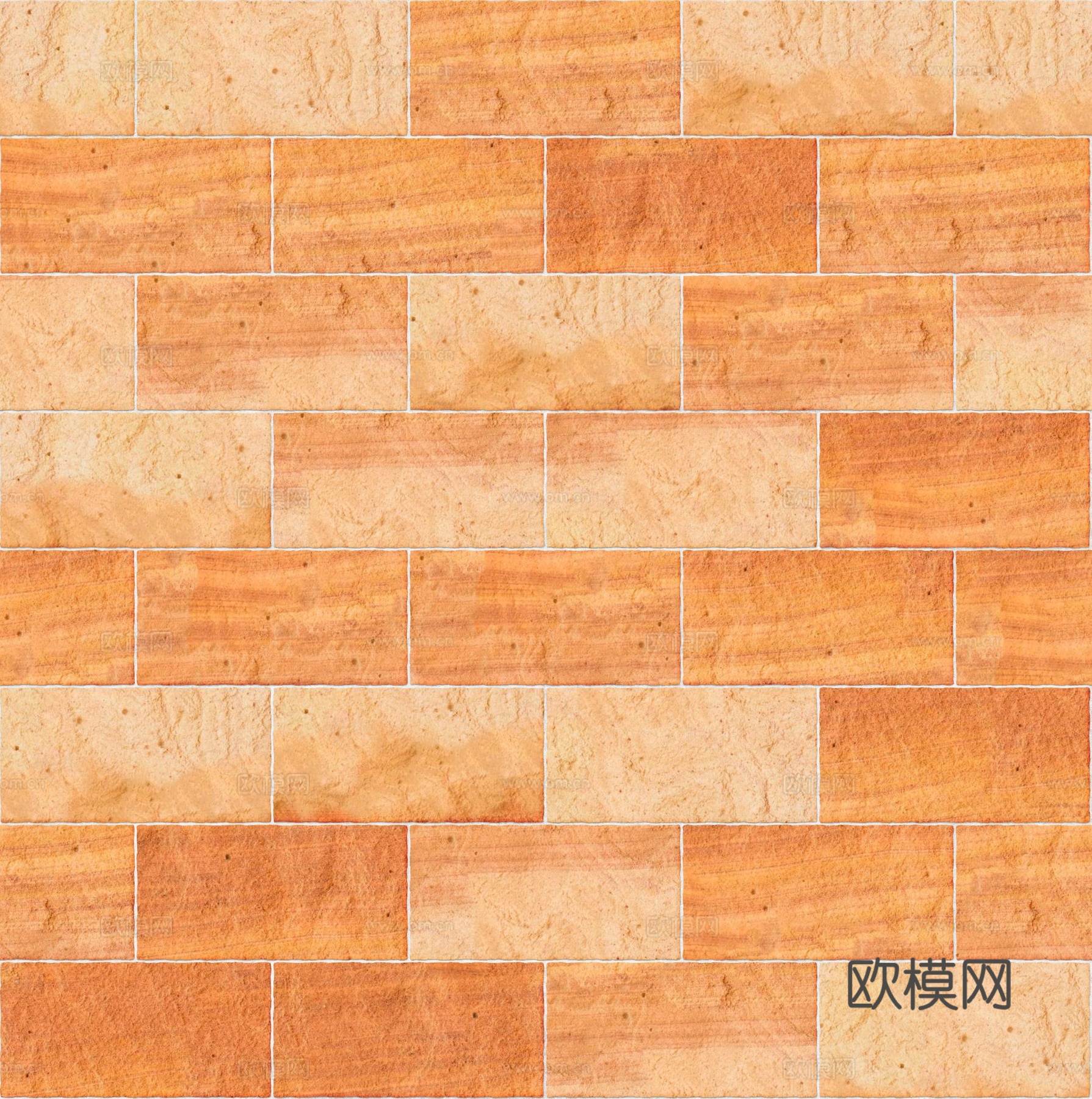 暗红色红色砂岩石板-矩形错缝-横向18