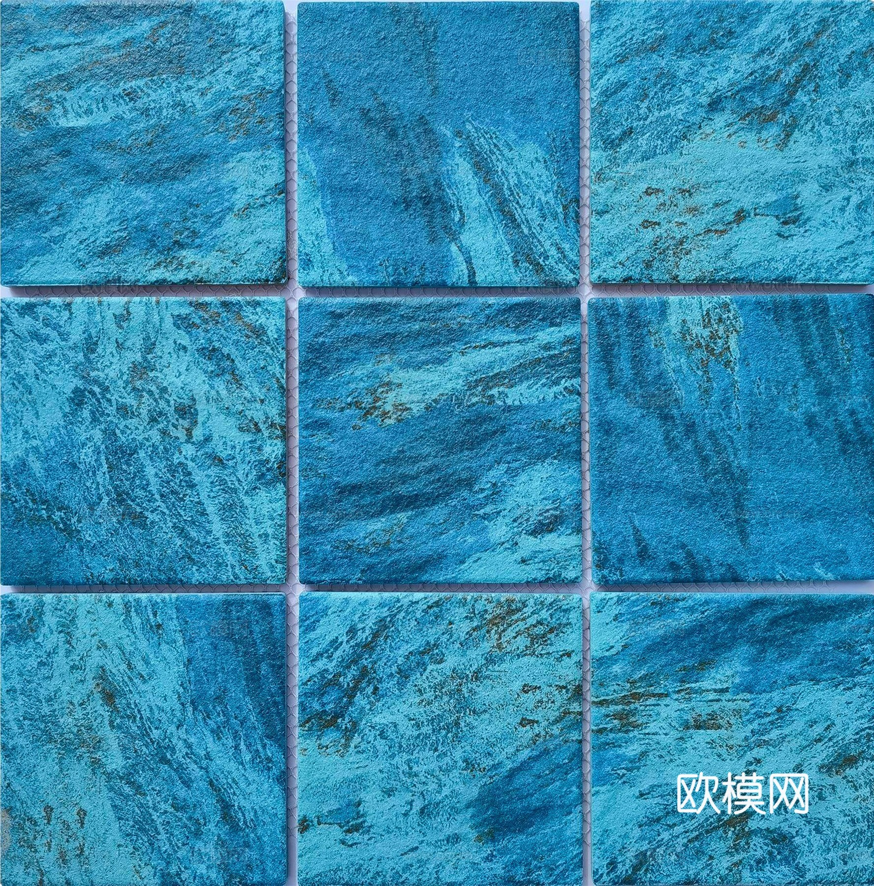 法式复古马赛克石材_蓝色复古艺术砖_马赛克蓝色方格砖_马赛克