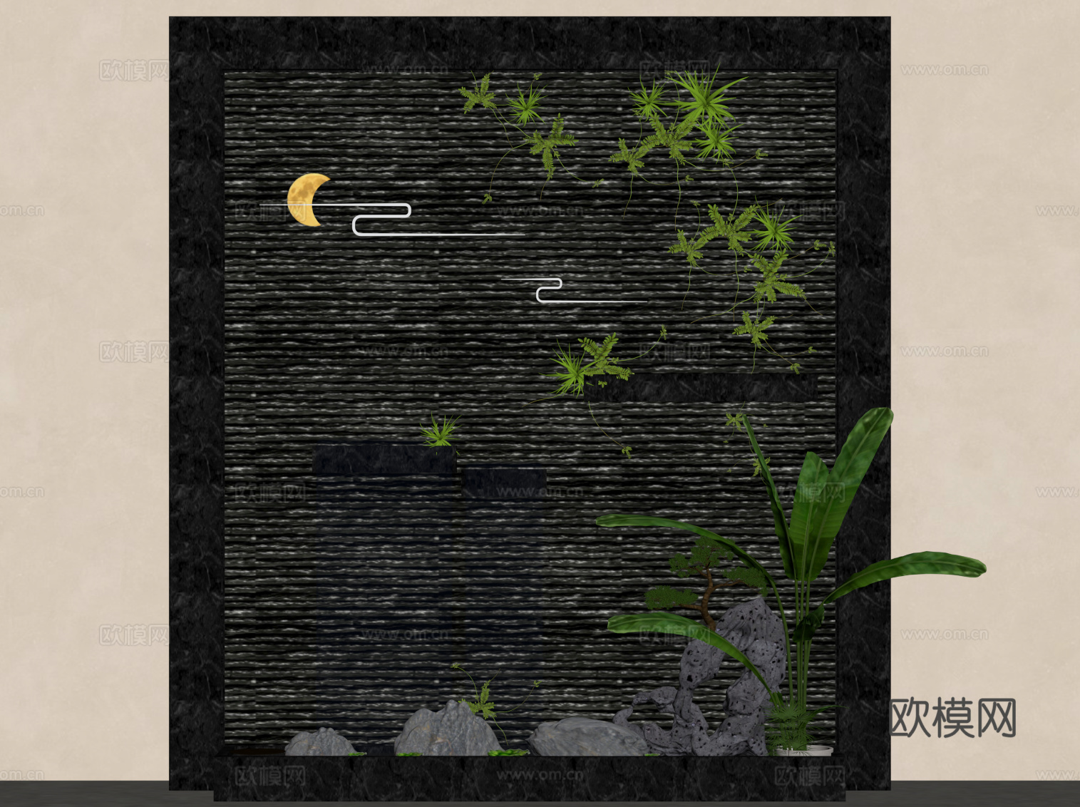 现代水景su模型