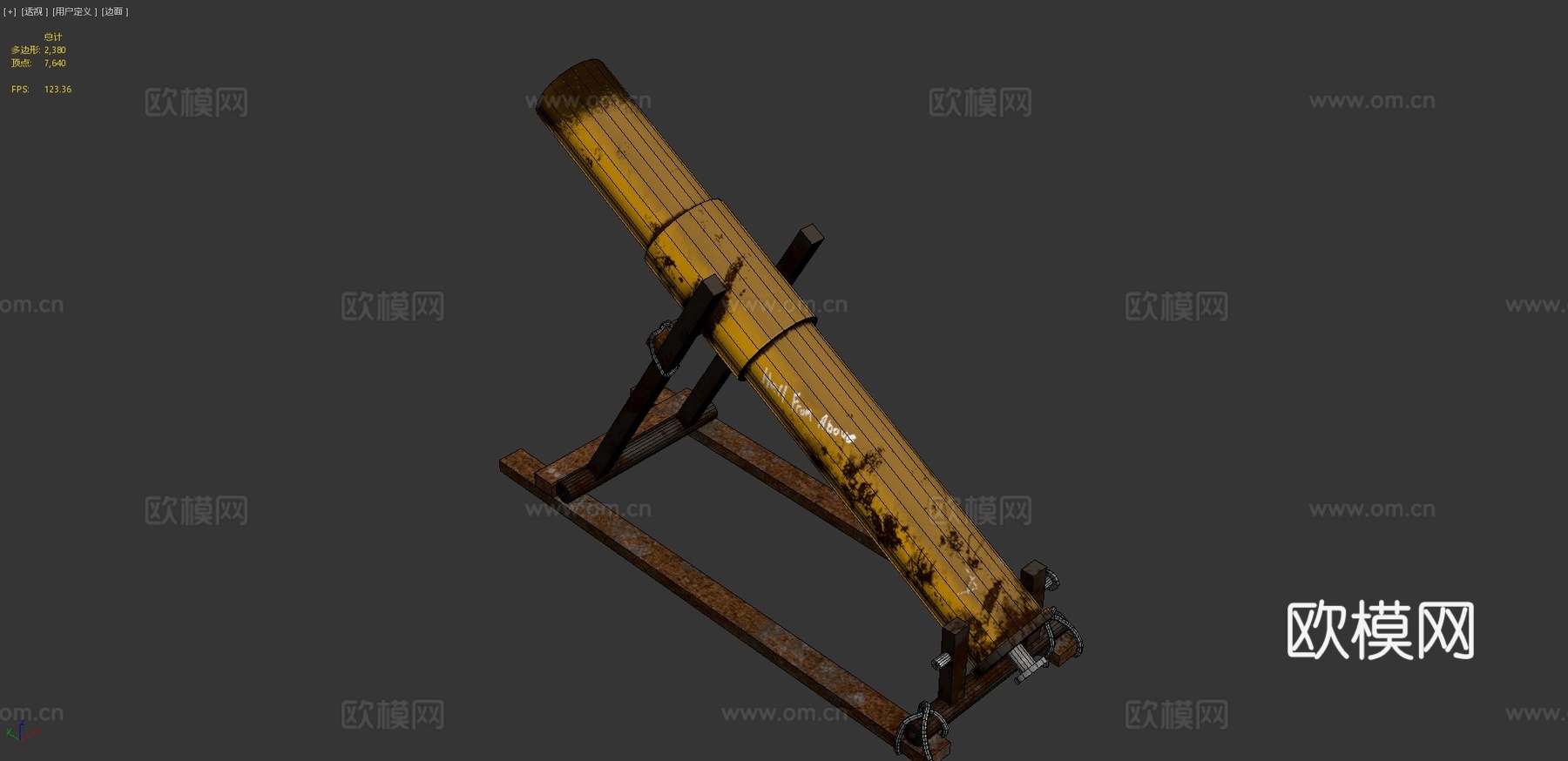 迫击炮3d模型下载（渲染图4）