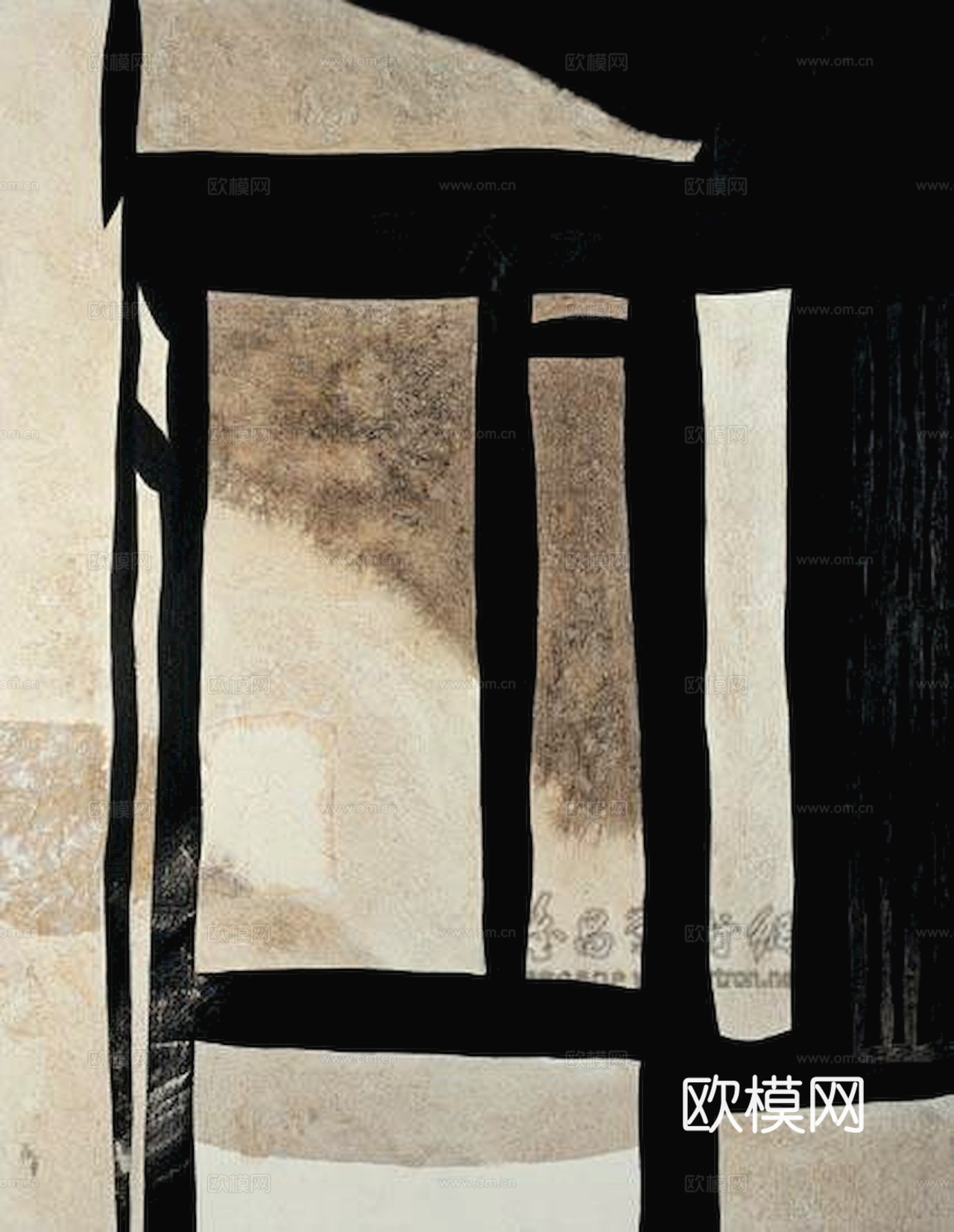 中式新中式挂画壁画水墨字画山水花鸟背景墙壁纸装饰画抽象画油画下载