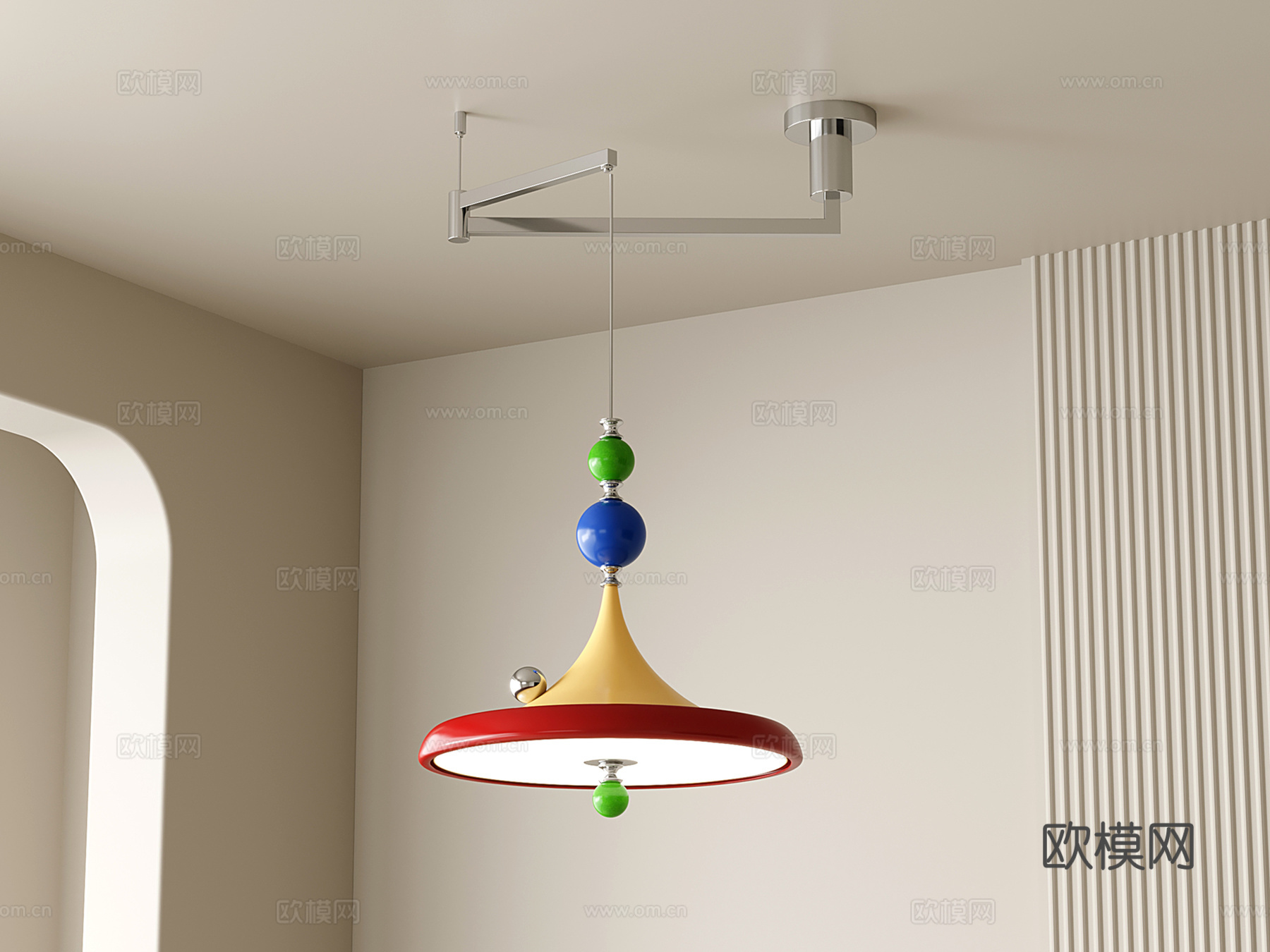 包豪斯摇臂吊灯 多巴胺餐厅吊灯 孟菲斯吊灯 奶油吊灯3d模型