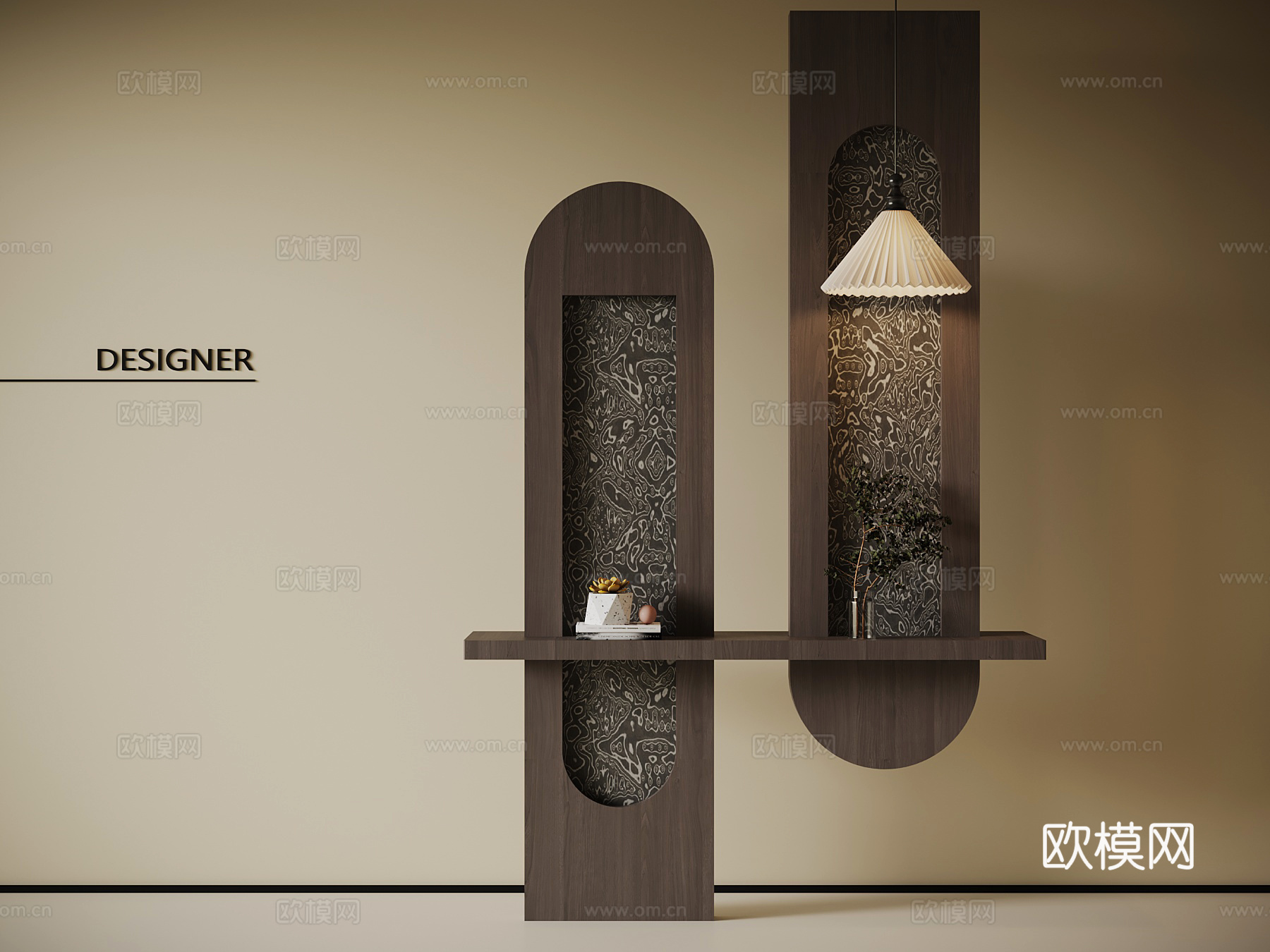 现代意式玄关 入户隔断su模型