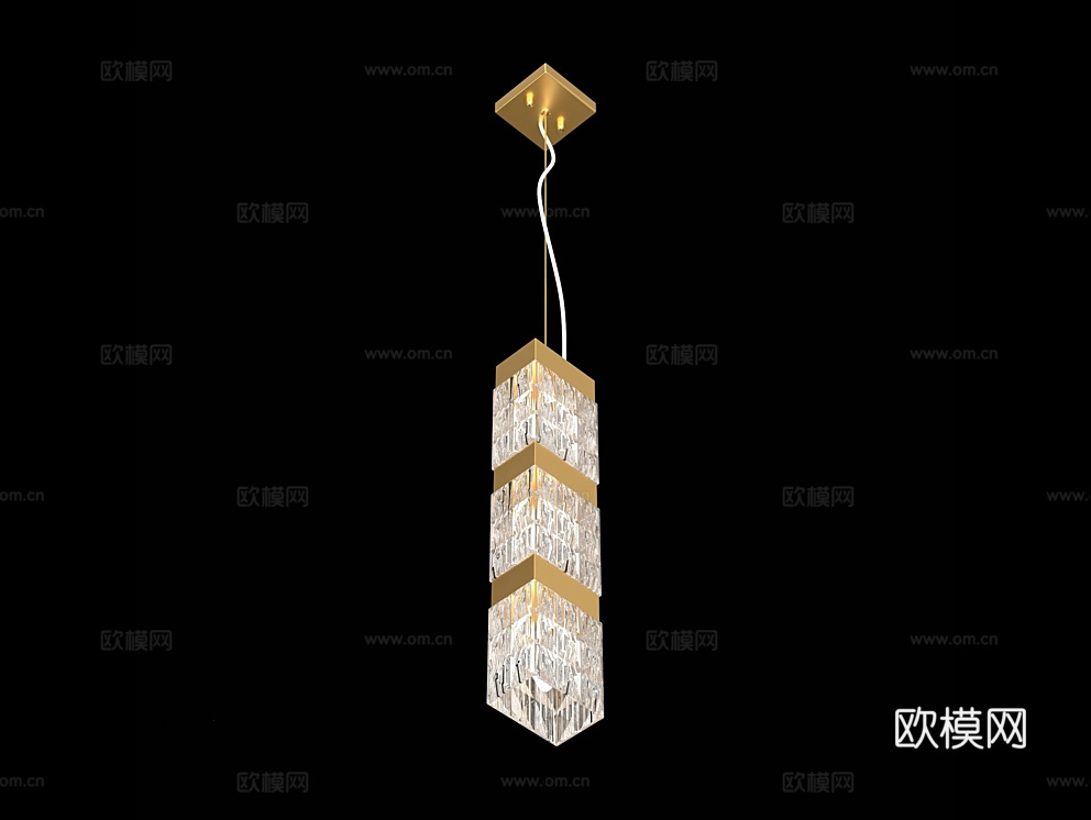 Cloyd 轻奢方块吊灯3d模型下载（渲染图1）