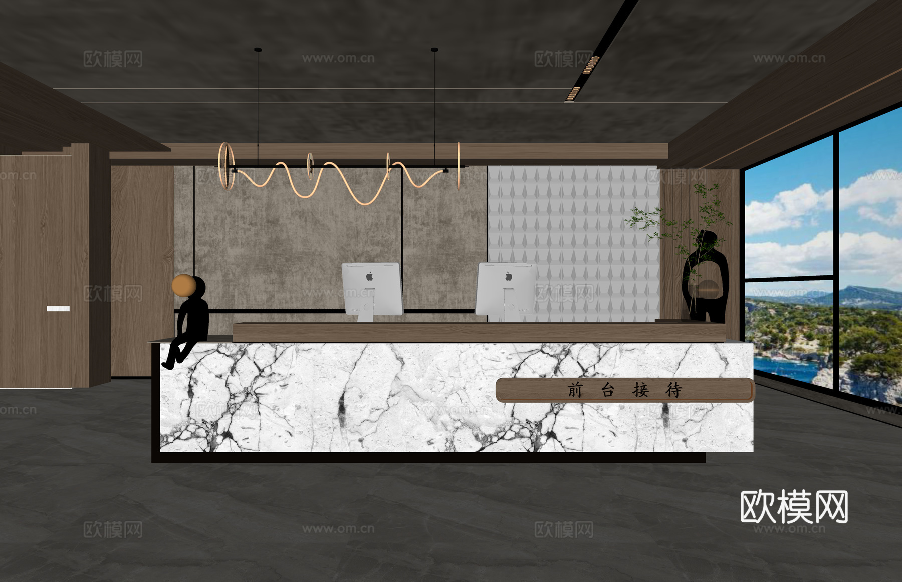 工位 展厅 酒店前台 公司前台su模型